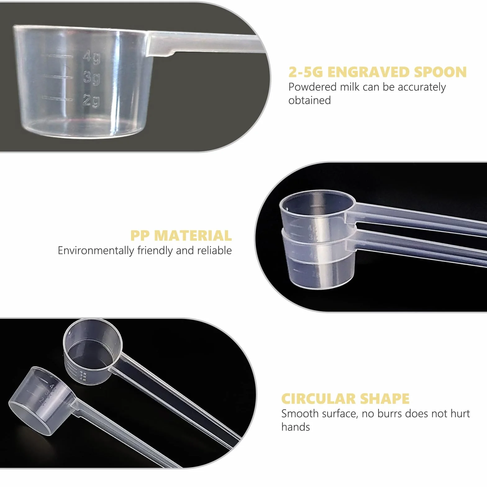 Cuillères Doseuses Transparentes 5g Plastique Mesureur Protéine Poudre Café avec Graduation