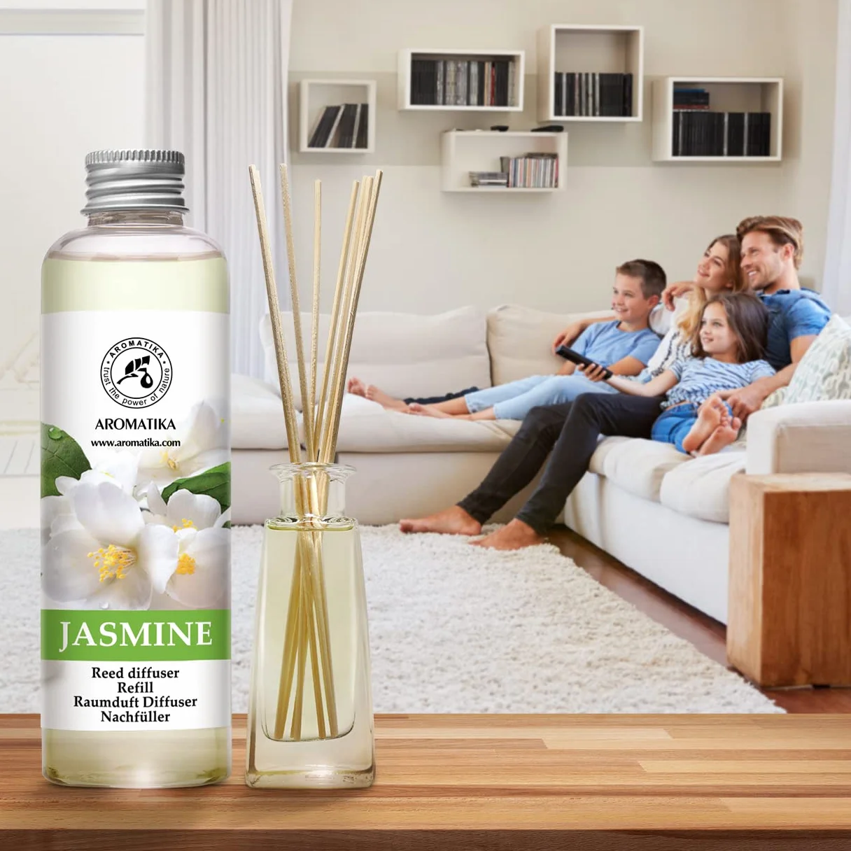 Diffuseurs de Parfum Jasmin 200 ml - Arôme Floral - Desodorisant Maison - Aromathérapie