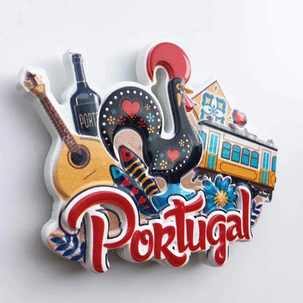 Aimant de réfrigérateur 3D Portugal souvenir touristique résine fait main