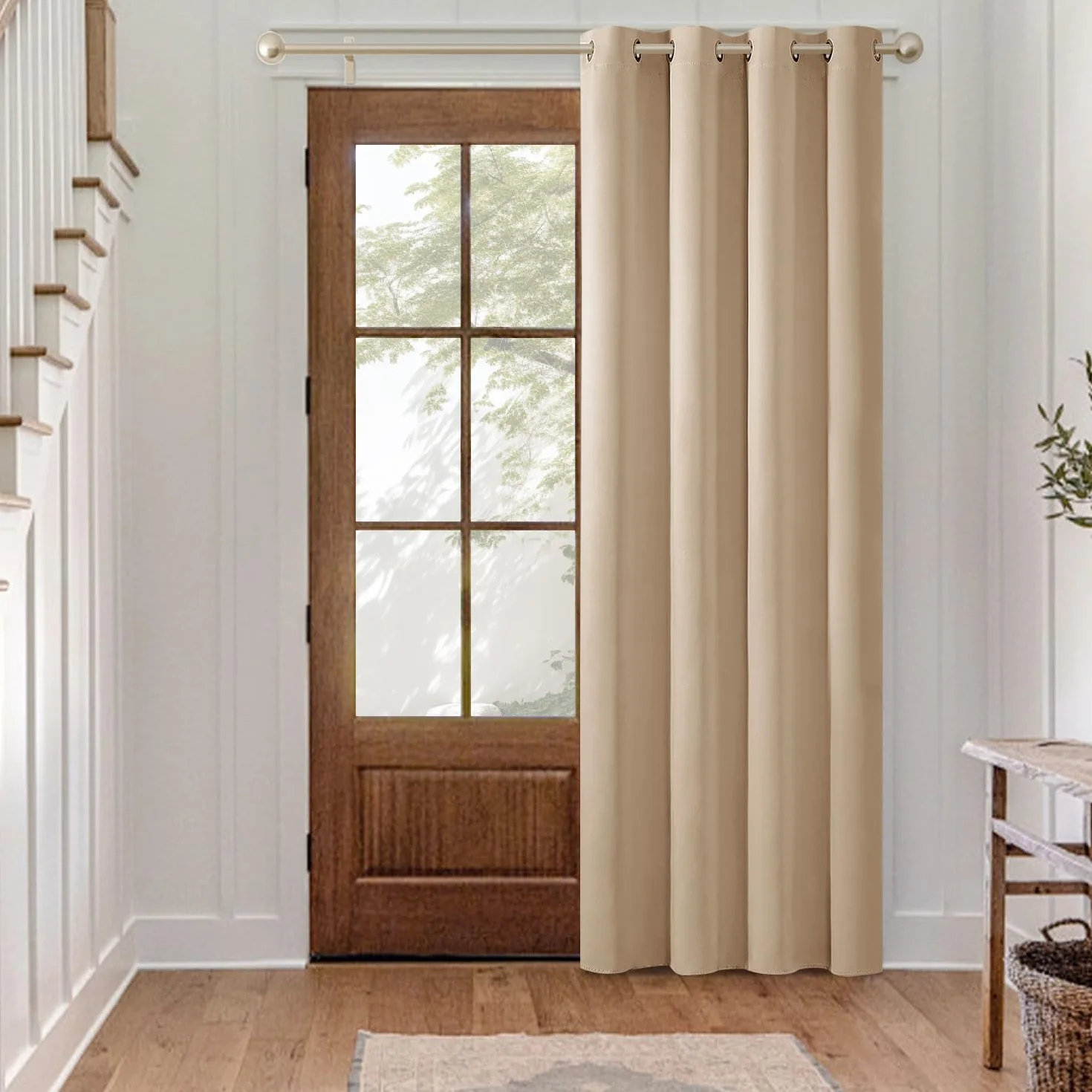 MIULEE Rideaux Occultant Beige Isolant Thermique 140x225cm 1 Pièce à Oeillets