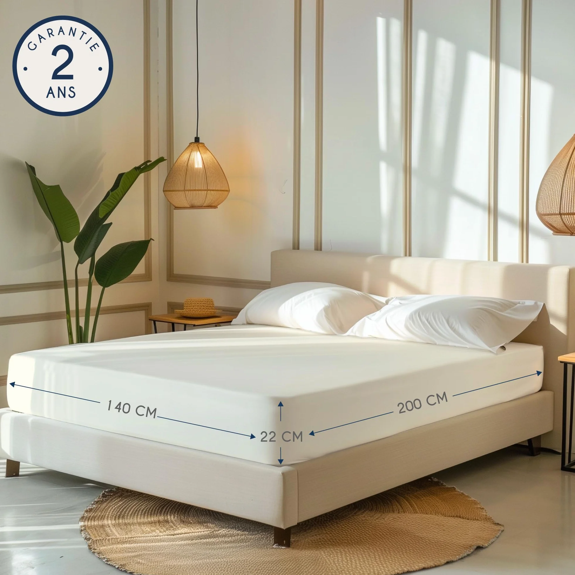 Dreamzie Drap Housse 140x190/200 Beige 100% Jersey Coton Certifié Oeko Tex