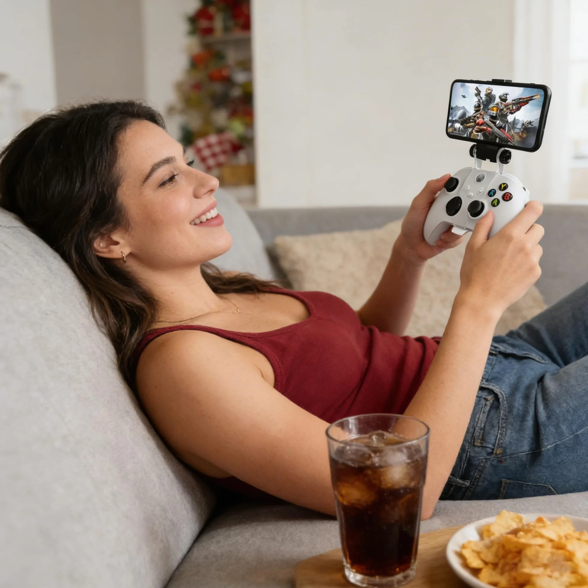 MINGZE Xbox Series X/ONE/S/X uchwyt na telefon, uchwyt na kontroler telefonu regulowany uchwyt zaciskowy kompatybilny składany kontroler mobilne gry 3-punktowy zacisk
