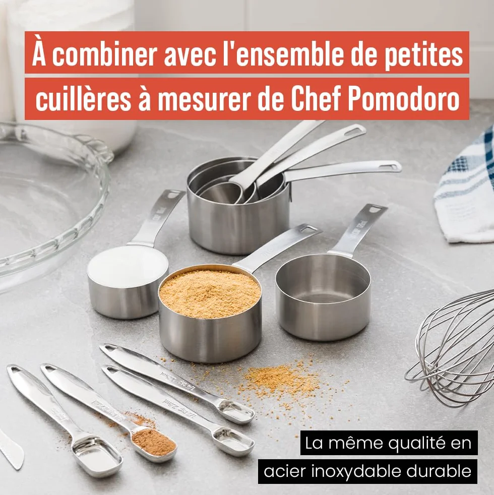 Lot de 7 Cuillère Doseuse en Acier Inoxydable - Tasse et Cuillère Mesure de Cuisine pour Ingrédients Secs ou Liquides