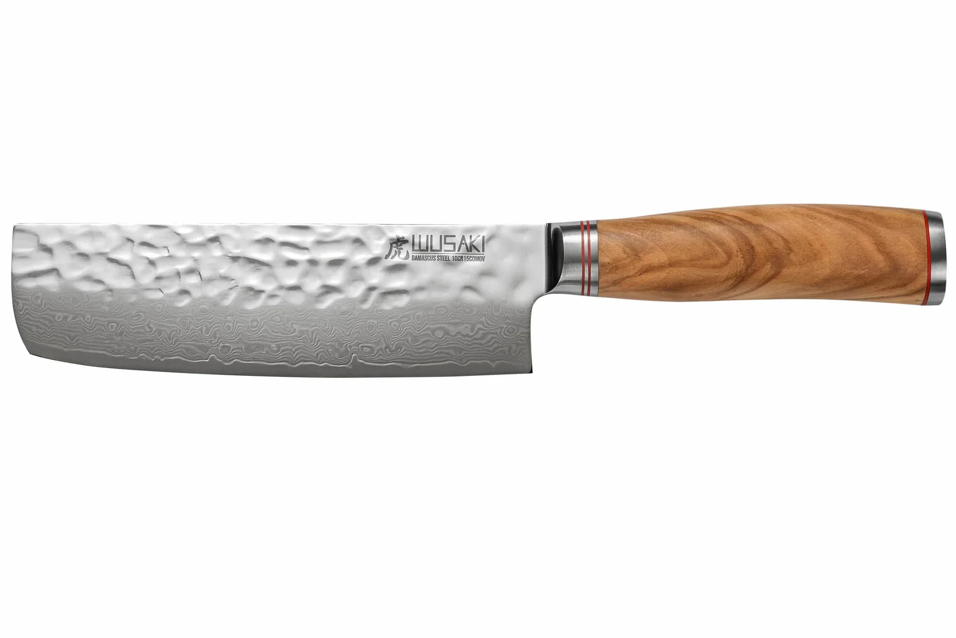 Wusaki Couteau Nakiri 17cm en Damas 10Cr Manche Olivier Design Japonais - Vendu dans un coffret cadeau