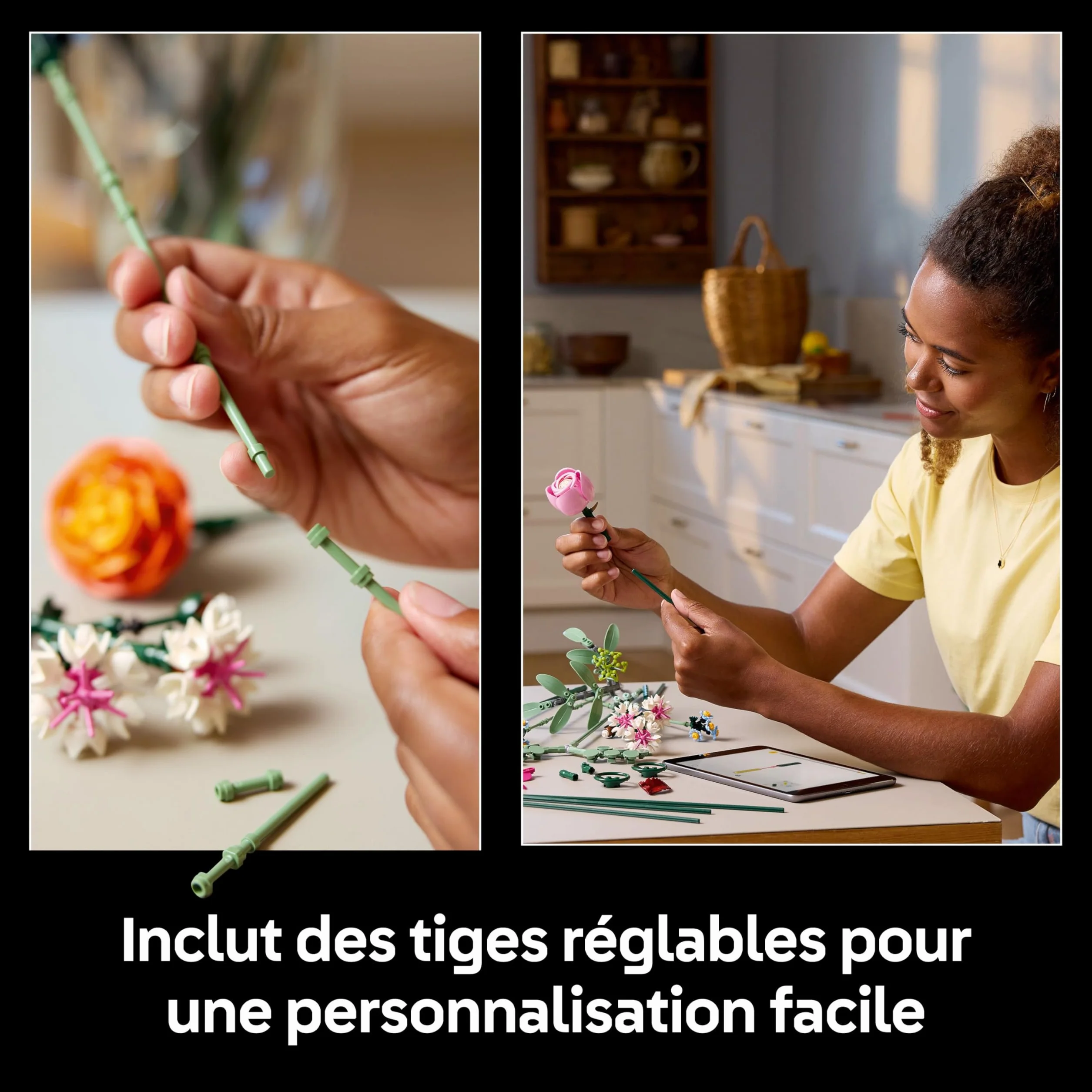 LEGO Botanicals 10342 Le Joli Bouquet de Fleurs Roses Set de Construction pour Adulte Plantes Artificielles Décoration Intérieure