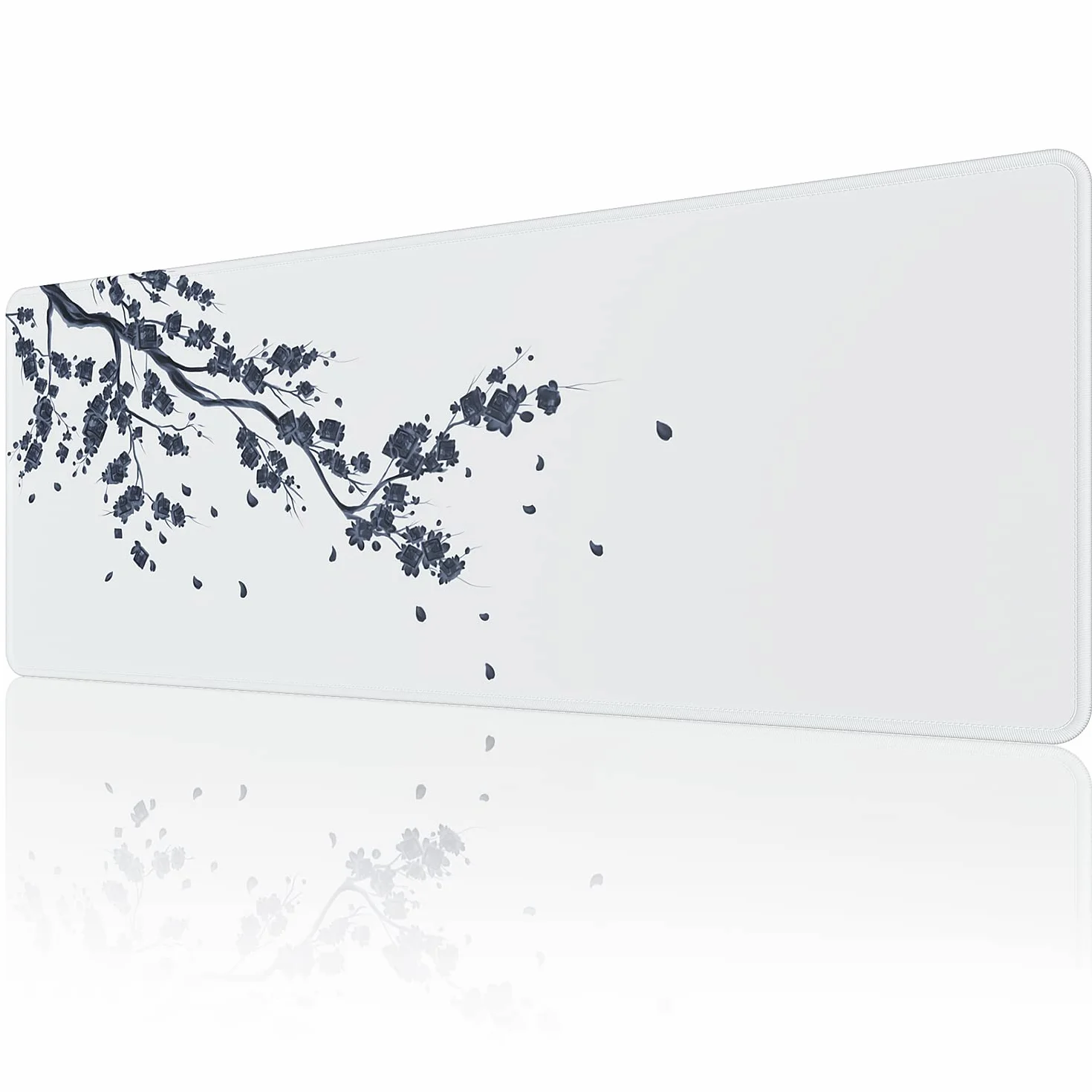 EFISH Tapis de Souris 800x300x3 mm Grand Allongé Bords Cousus Base Antidérapante Tapis de Jeu Gris Bleuâtre