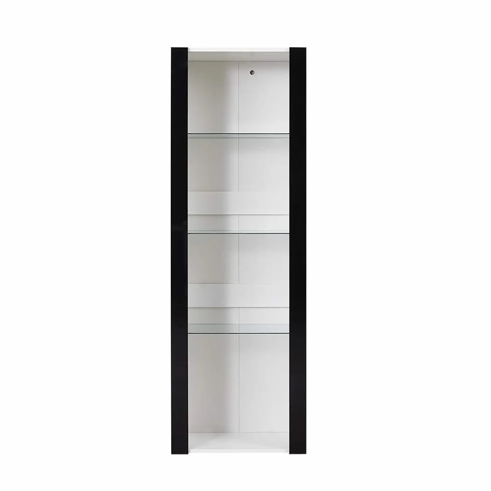 Panana Vitrine Lumières LED Meuble de Rangement avec Etagères sur Salon, Bureau, 55 x 35 x 166 cm (Noir+Blanc)