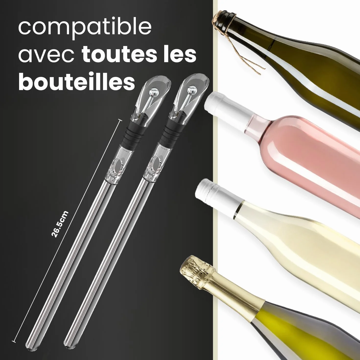 Beyond Bâton Refroidisseur de Vin en Acier Inoxydable avec Verseur – Set Rafraîchisseur pour Vin Blanc et Rouge Coffret Cadeau
