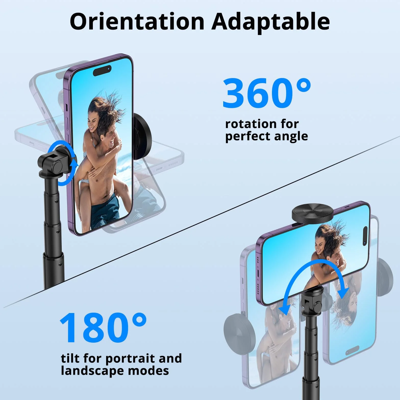 ATUMTEK Kijek do selfie 130 cm, Bluetooth, z wytrzymałym aluminium i antypoślizgowymi stópkami, trójnożny, do iPhone'a i telefonu z systemem Android, do selfie, nagrywania wideoblogów, strumieniowania na żywo.
