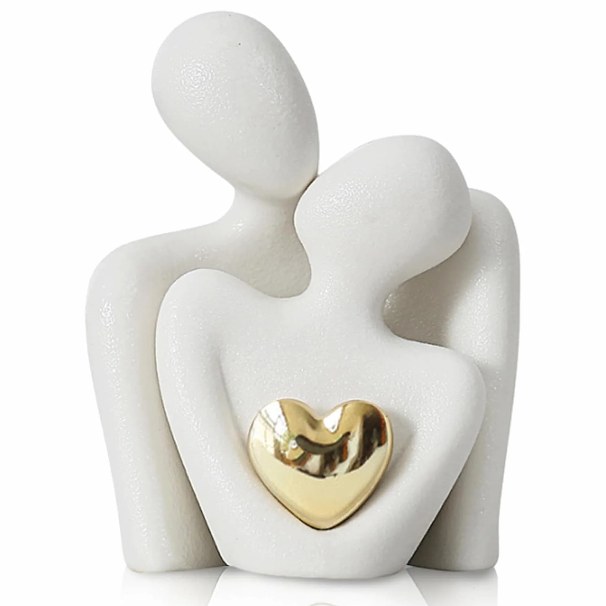 Statue de Couple Mariage Cadeau Coeur Doré Compact Élégant
