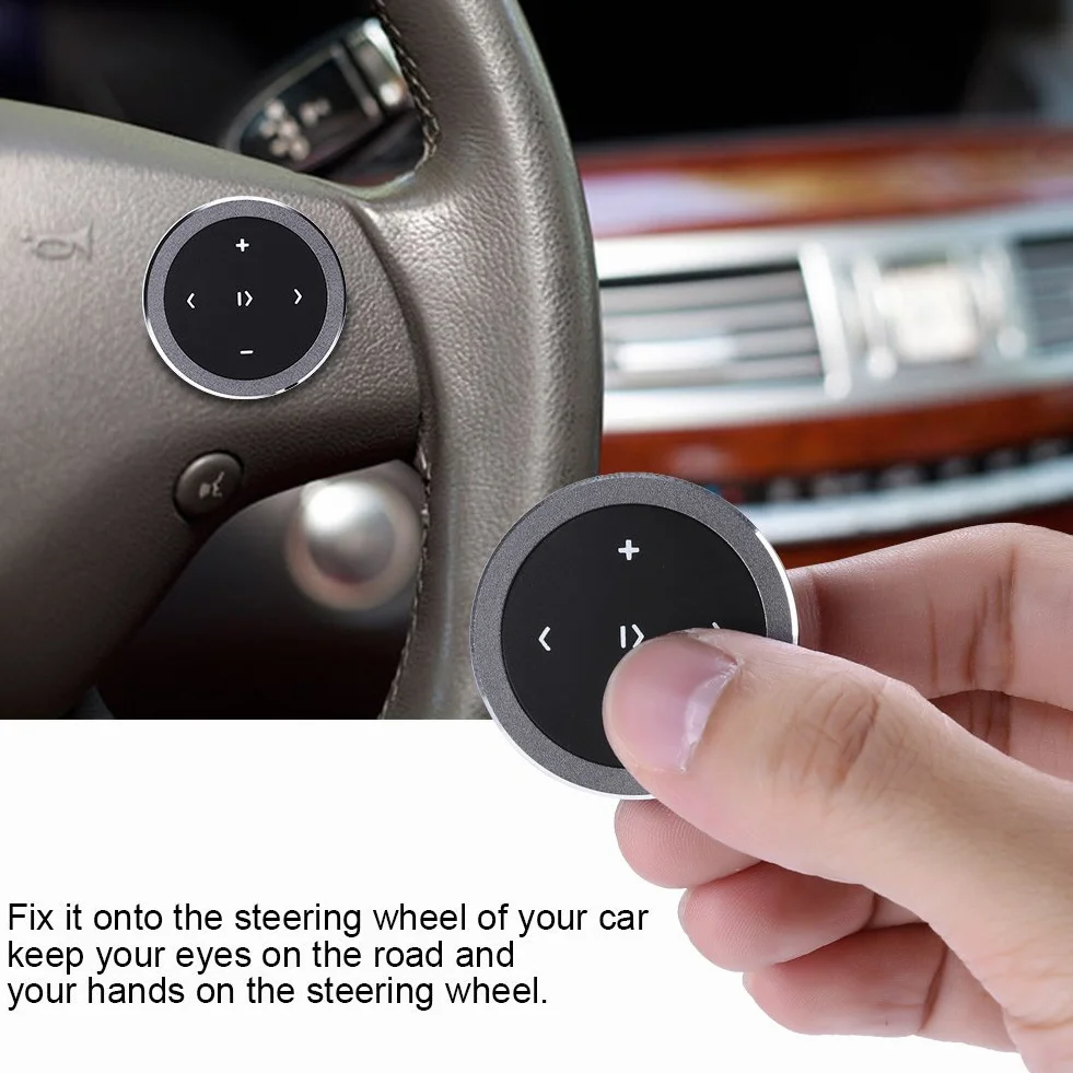 Klawisze multimedialne na kierownicę samochodową, uniwersalny Car Wireless Bluetooth 4.0, pilot zdalnego sterowania, przycisk multimedialny, kontroler audio do telefonu komórkowego i tabletu