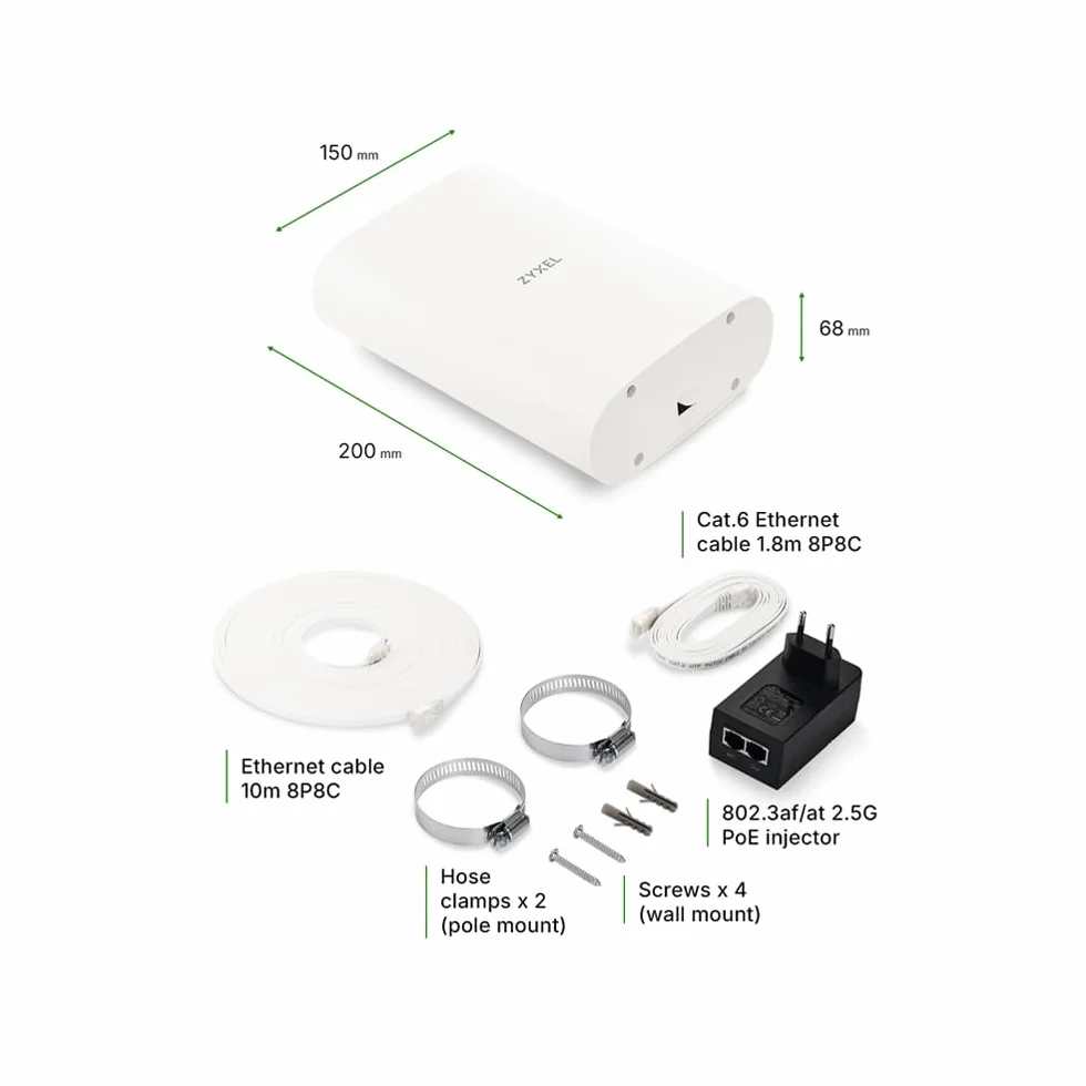 Zyxel 5G Router Outdoor IP55 Protection | High Speed 7 Gbps | 2.5GbE PoE LAN | Nebula Cloud Managed | Desk, Wall, Window or Pole Mount | Weather Resistant [FWA70]