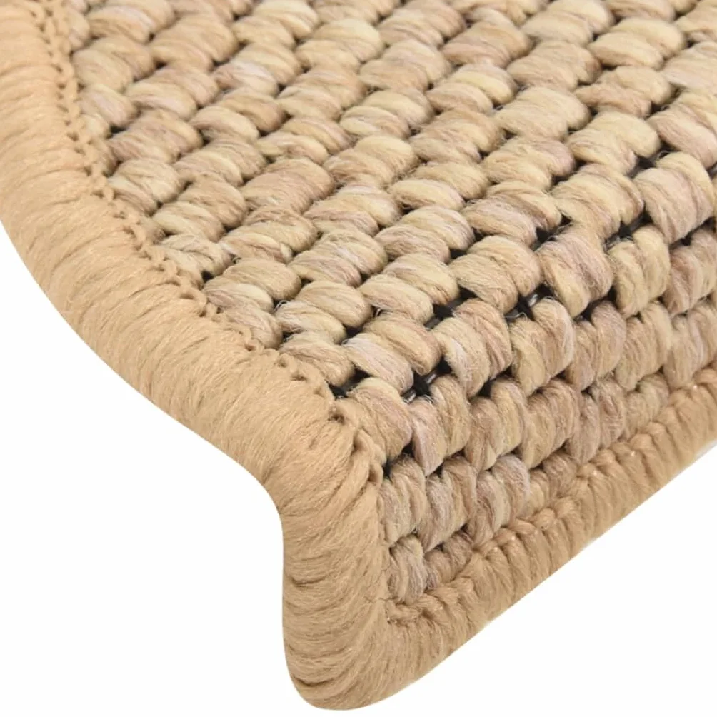 Tapis d'Escalier Autocollants 15 pcs Antidérapantes Insonorisantes 56x17x3 cm Beige Clair