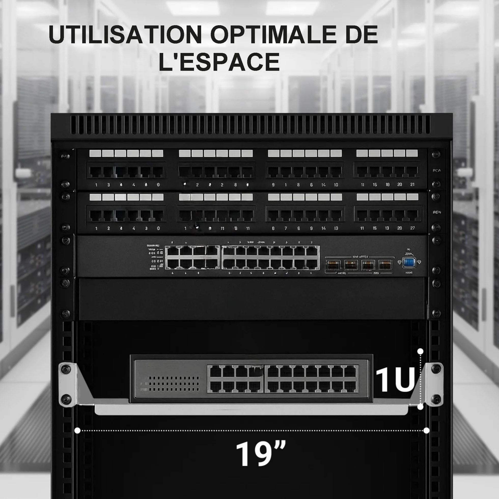 Extralink Étagère Rack Serveur 19 Pouces 1U 350 mm Plateau Cantilever Universel Ventilé Gris