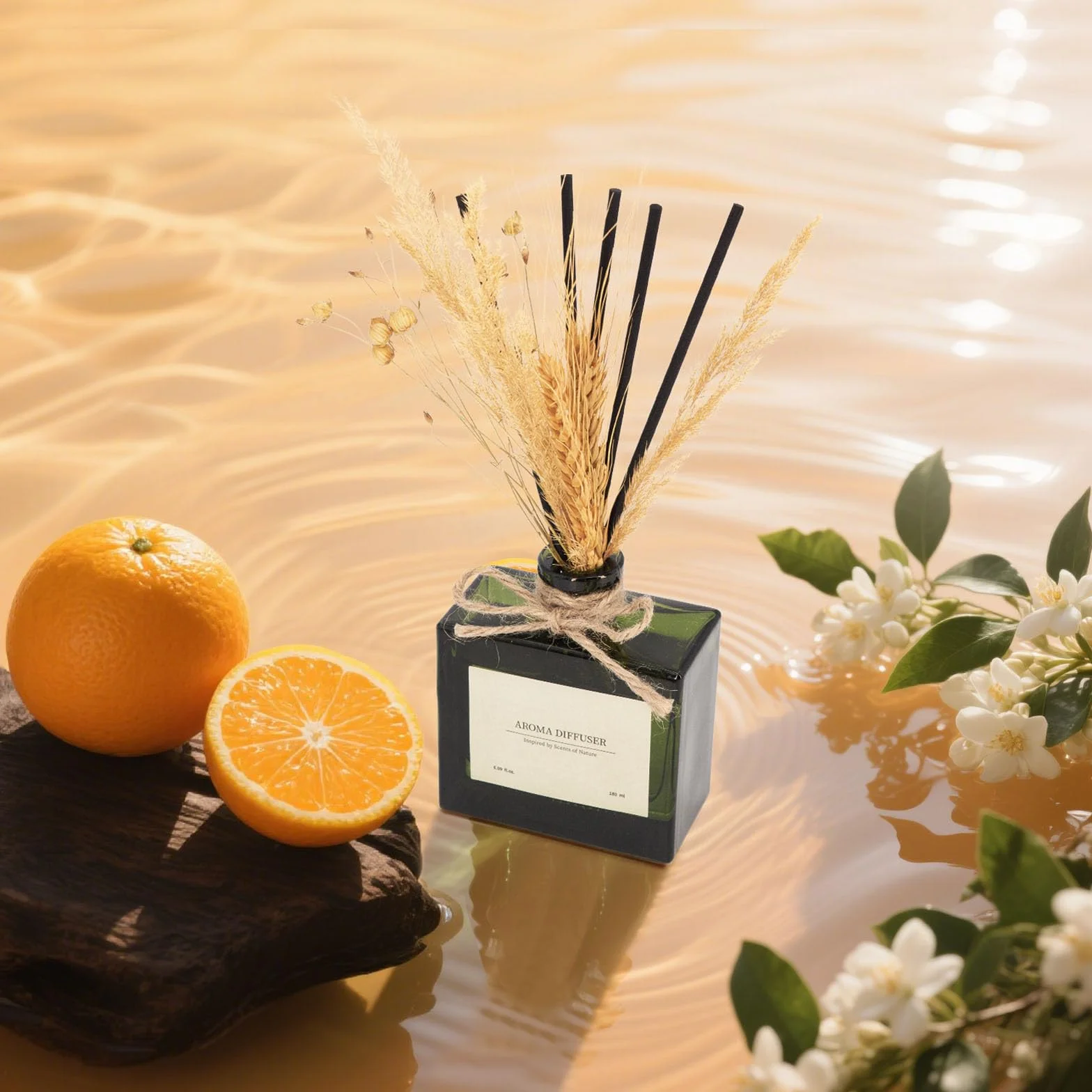 Diffuseur de Parfum Flower pour Bureau 120 Jours Citrus Energizing Scent avec 7 bâtonnets