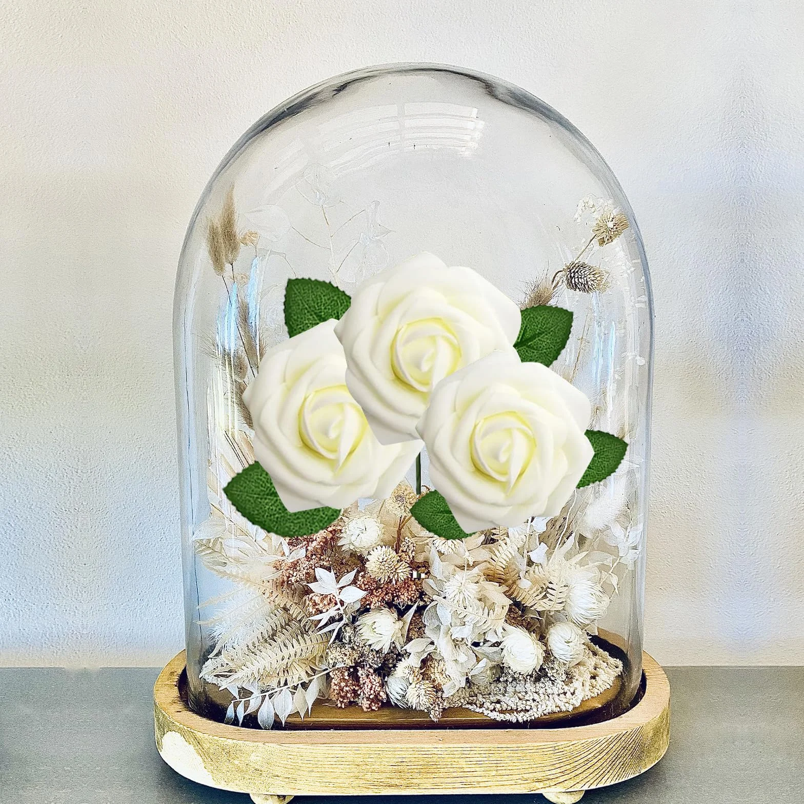 Roses Artificielles Blanches 25Pcs Faux Roses Avec Tiges Mousse pour Décoration Mariage