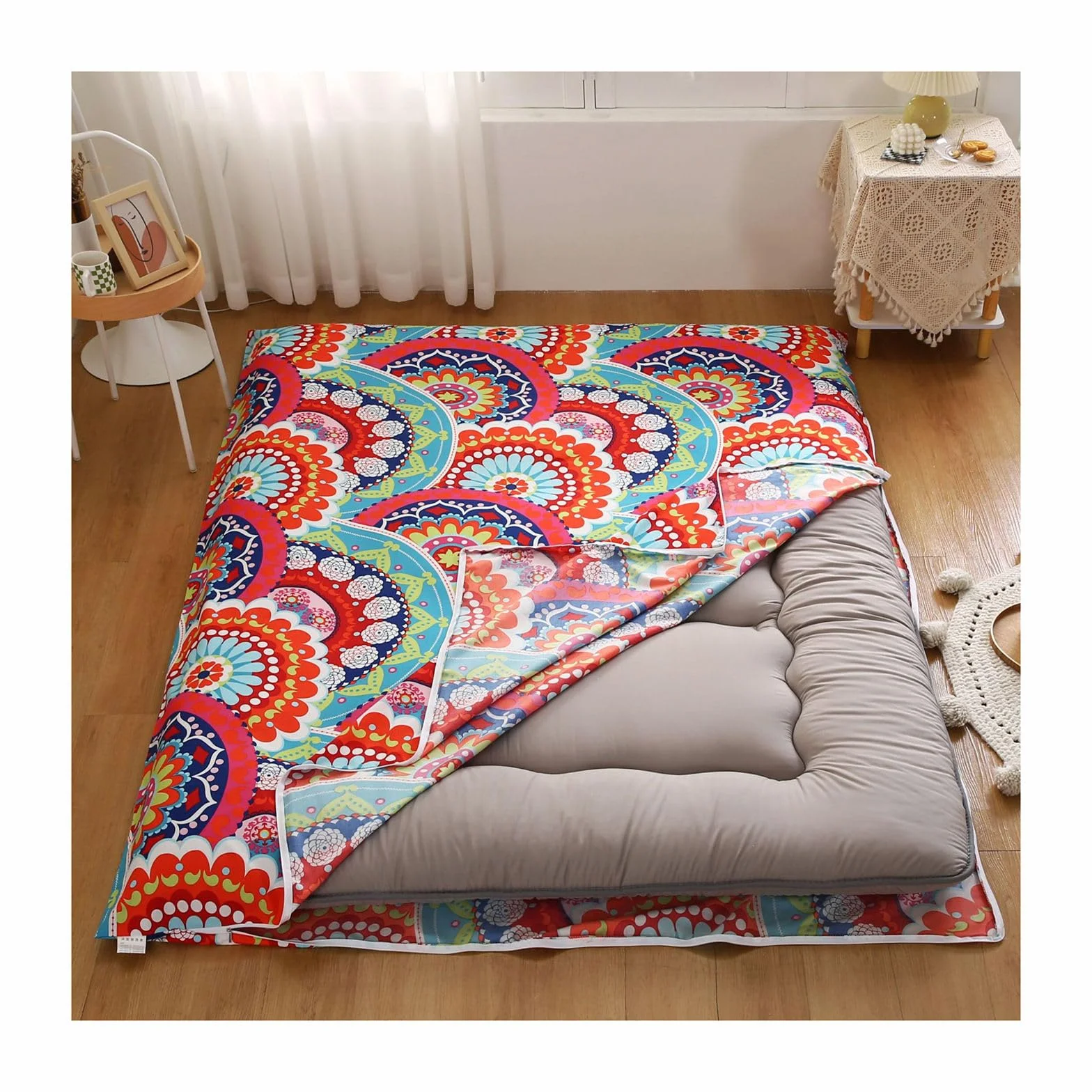 Housse de Matelas Futon avec Fermeture éclair, Coton Doux Amovible, Anti-poussière pour Matelas Full Size 100x200cm