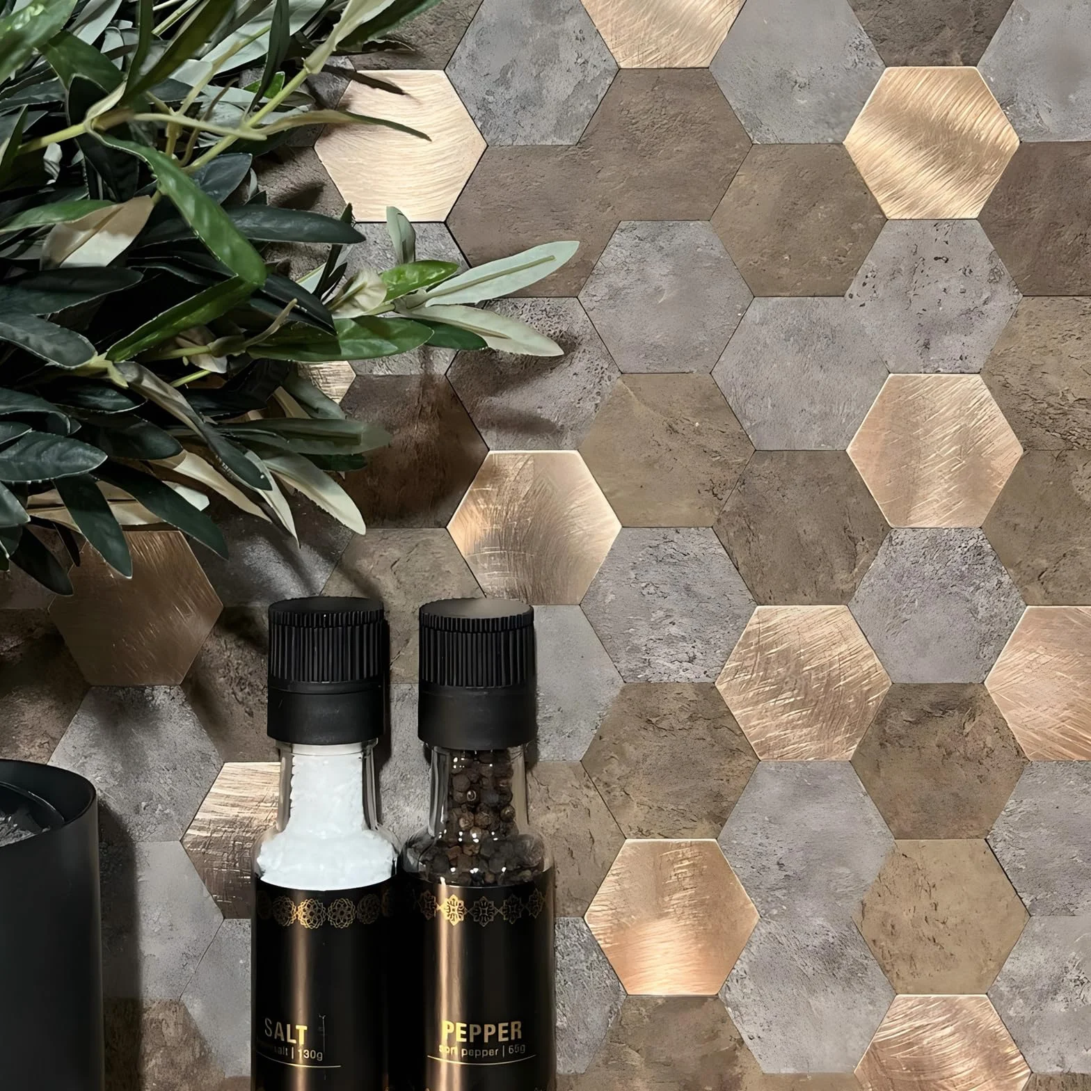 Carreaux muraux autocollants métal brossé 4 mm 10 feuilles