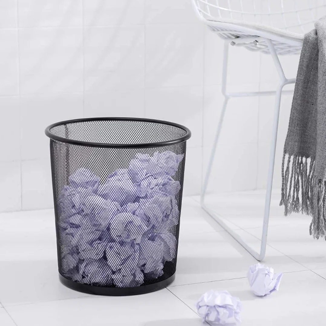 Tebery Lot de 4 Métal Corbeille à Papier 12L Circulaire Maille