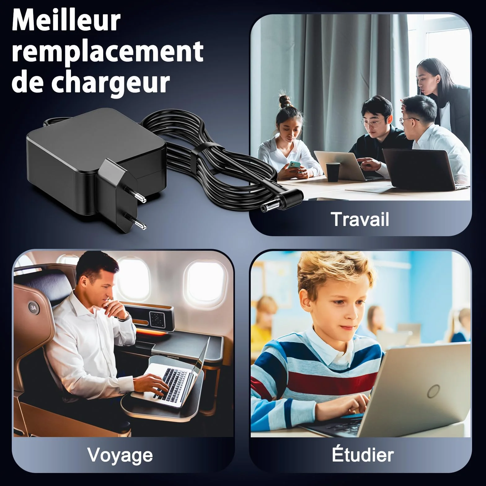 Chargeur Ordinateur Portable 65W Compatible Lenovo ideapad 3 5 330 330S 320 320S 310 100 110 120S 510S 530 710 S145 S340 S540 L340 C340 Adaptateur