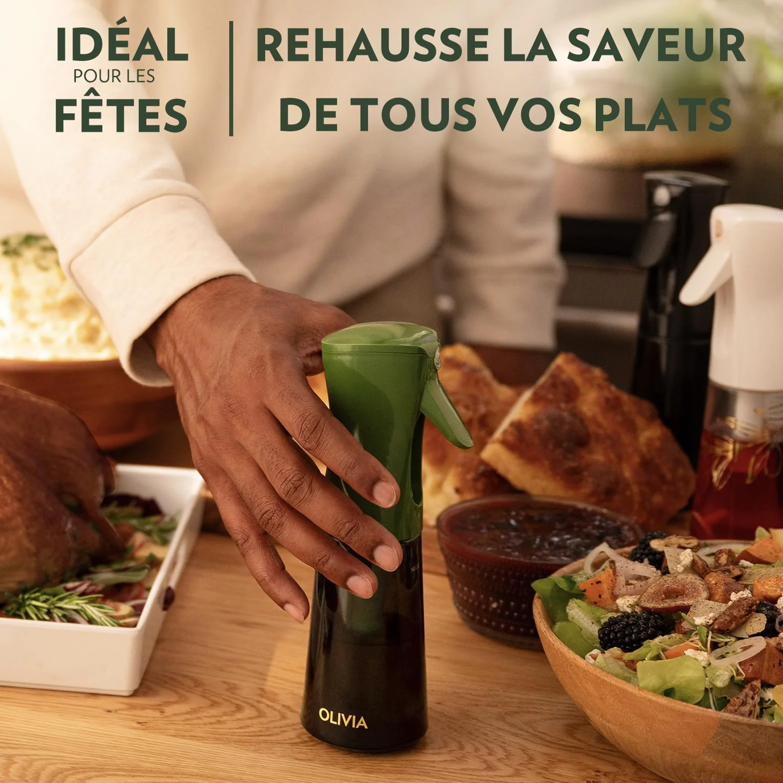 FLAIROSOL OLIVIA Vaporisateur d'Huile en Verre 200ml - Technologie de Pulvérisation Continue avec Contrôle des Portions (Vert)