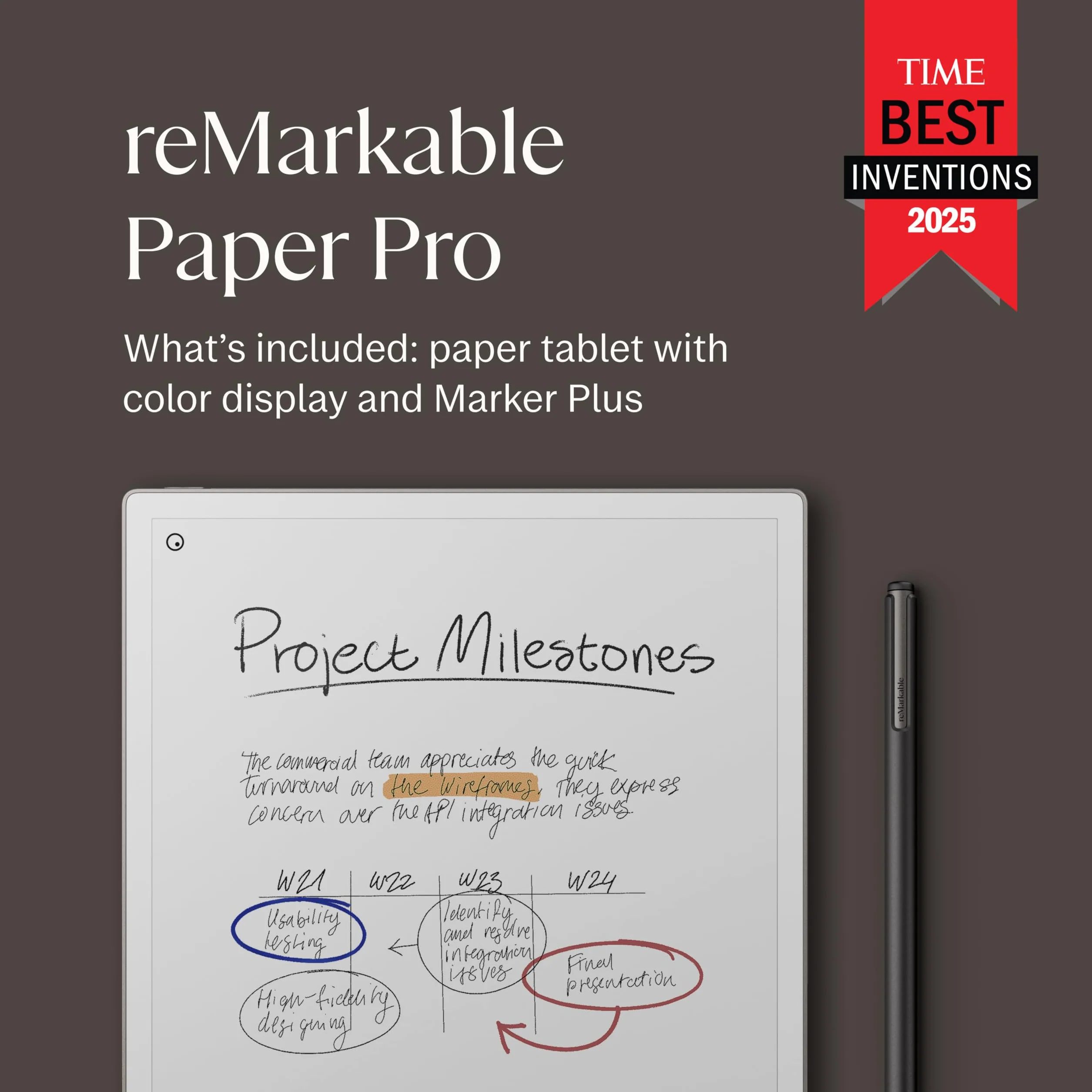 reMarkable Zestaw Essentials Paper Pro | Tablet E-Ink - Wyświetlacz Kolorowy 11,8" + Rysik Marker Plus ze Zintegrowaną Gumką