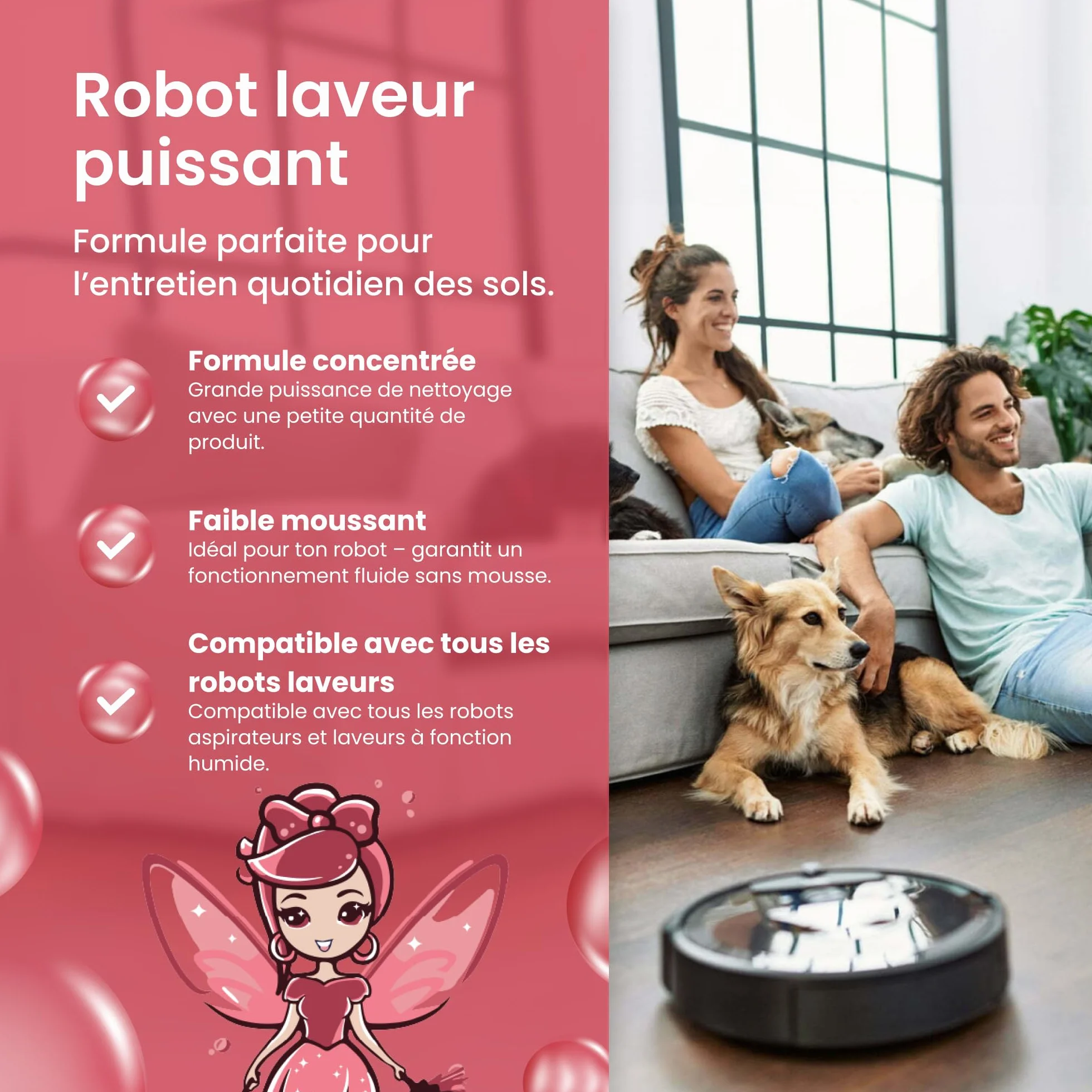 Mrs. SHINY Détergent aspirateur laveur parfum magnolia nettoyant sol robot 750 ml