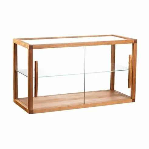 Vitrine de boulangerie, comptoir en bois avec portes en verre, vitrine à pâtisserie pour pâtisseries, biscuits, desserts, cupcakes