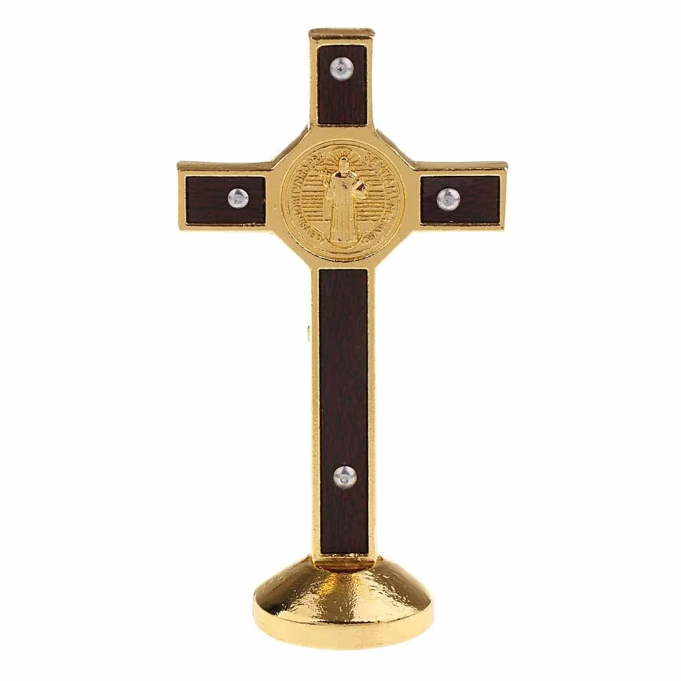POFET Statue Crucifix Jésus-Christ sur croix doré voiture