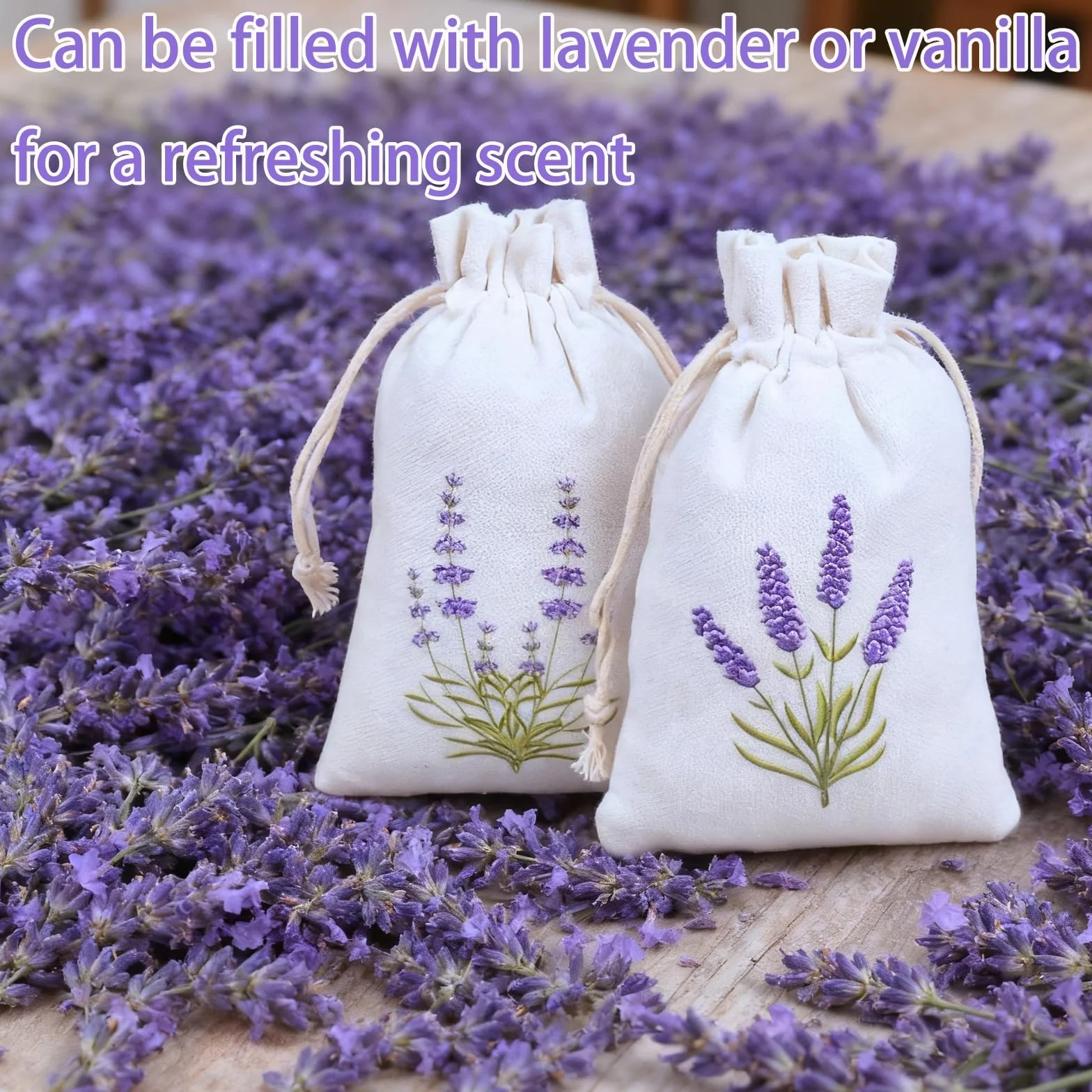 Sachet Lavande Vide avec Cordon de Serrage, Sac de Lavande Sechée pour Bijoux Mariage, Épices et Herbes