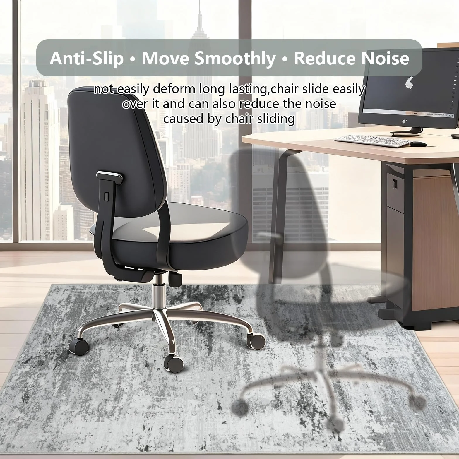Cekene Tapis Chaise de Bureau de Bureau pour Plancher en Bois Dur Gris 120x150cm Antidérapant Protection Sol Chaise Bureau Abstrait Tapis Gaming Sol pour Chaise Roulante