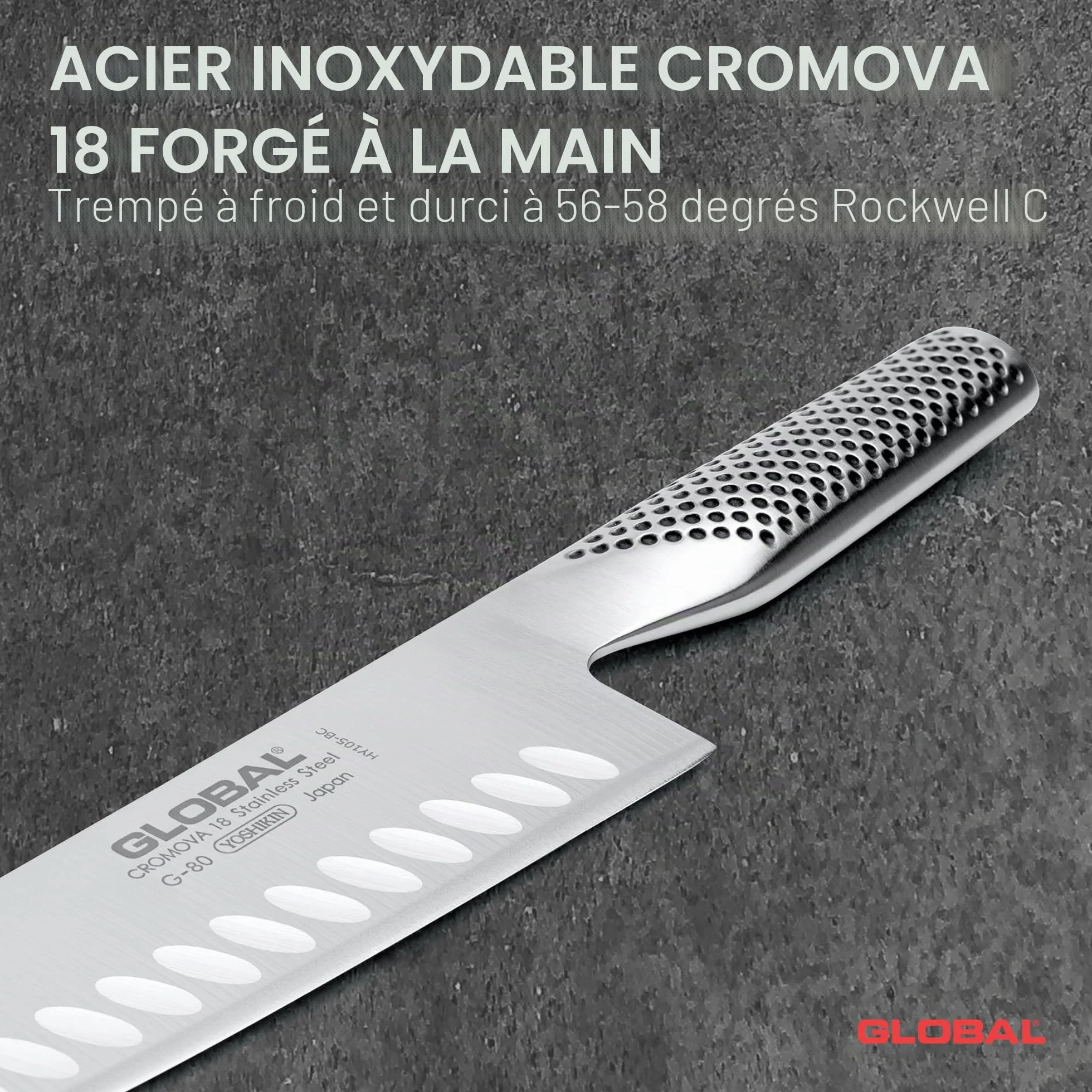 Global Design Concepts G80 (ancien sigle : G48) Santoku alvéolaire 18 cm