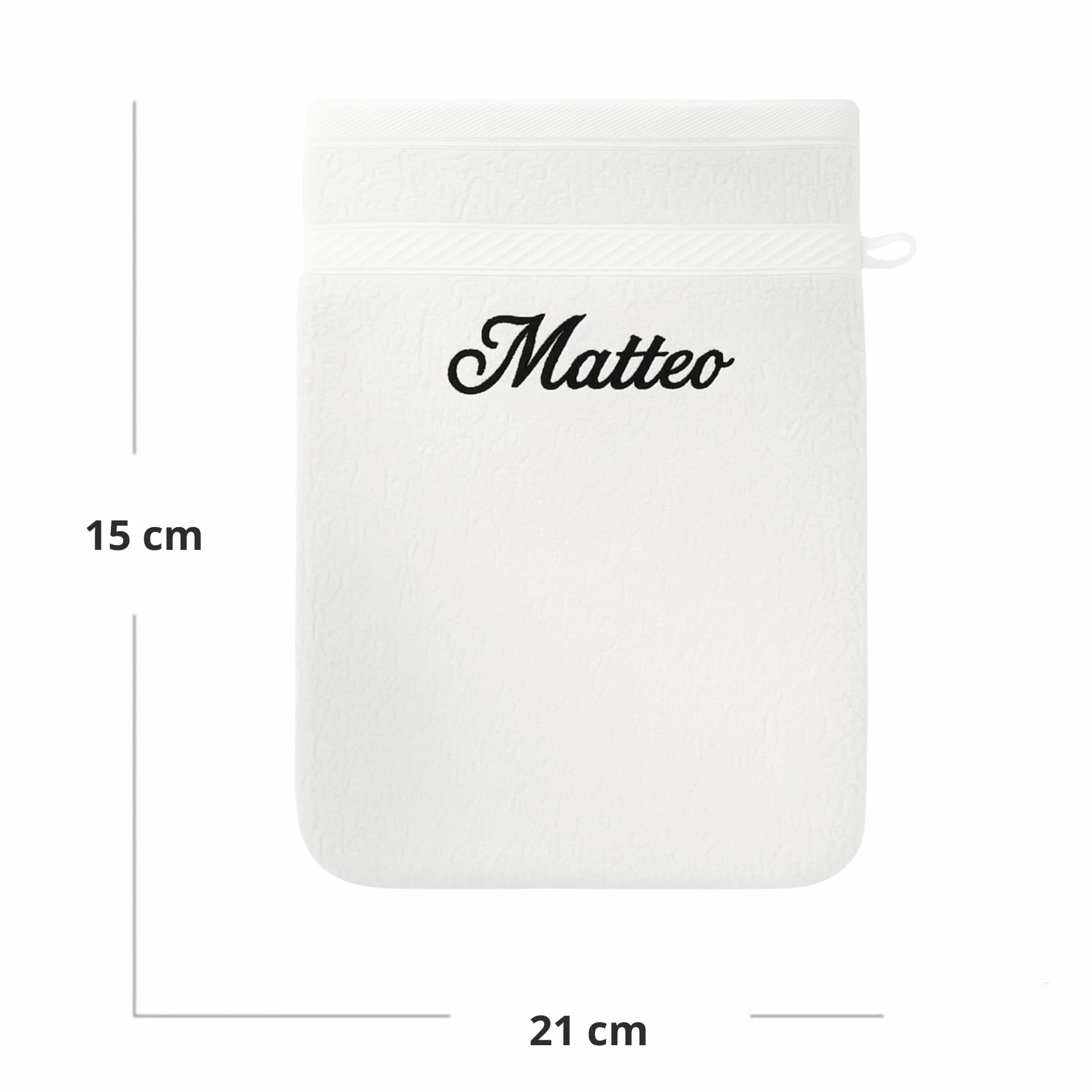 Gant de Toilette personnalisé Blanc 15x21 cm Éponge Coton Douce Broderie prénom initiales Cadeau élégant