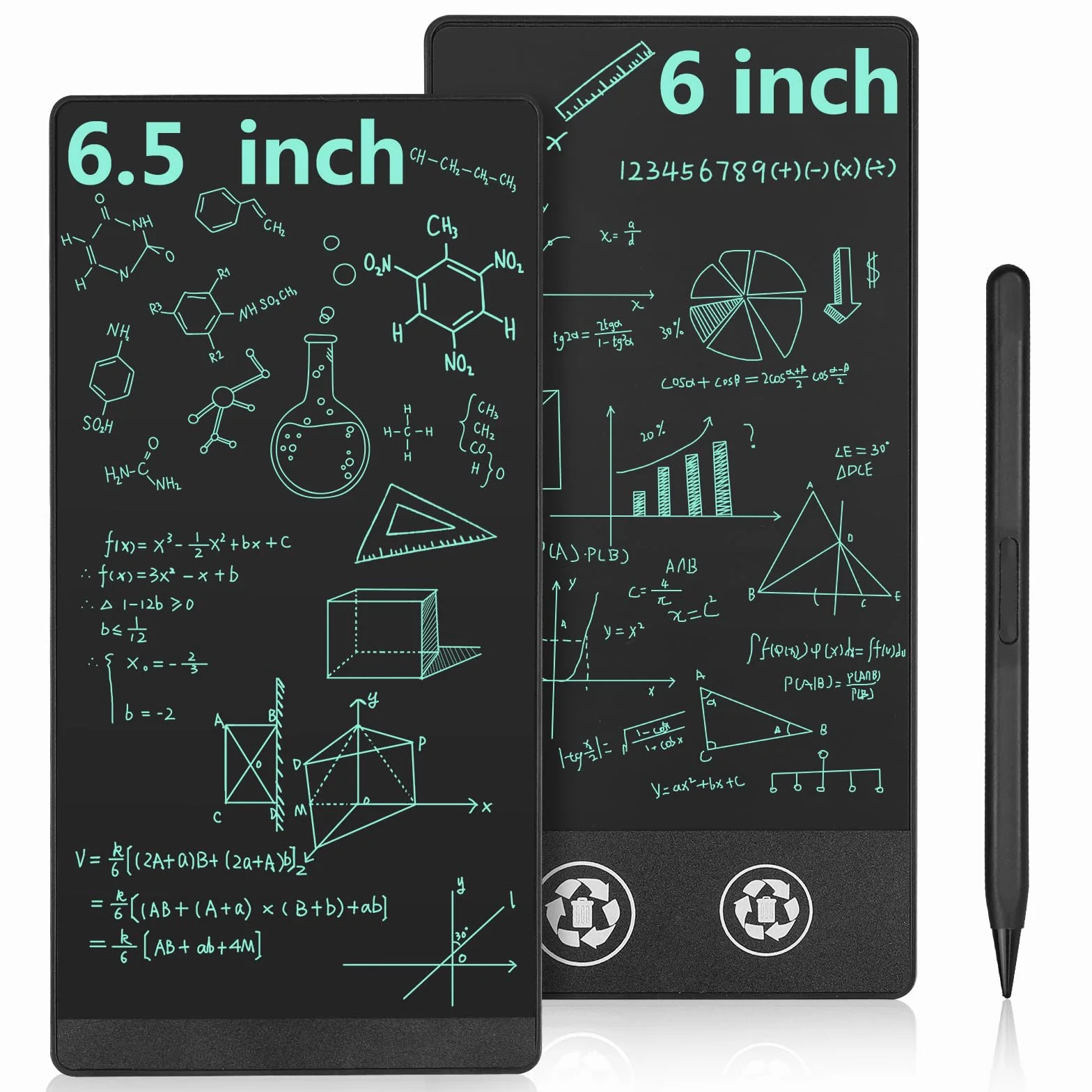 Czemo Double-écran Tablette D'écriture LCD 6,5 Pouces + 6,0 Pouces, Lignes HD 0,5 mm, Tableau Numérique Bureau