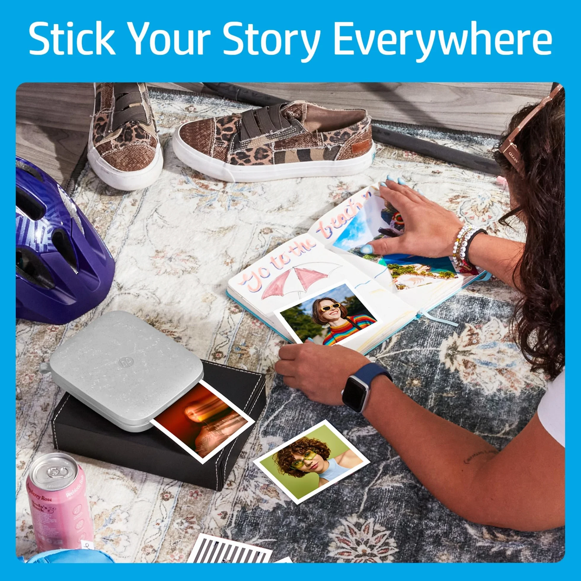 HP Sprocket Natychmiastowa drukarka fotograficzna 3x4 — bezprzewodowo drukuj zdjęcia 3,5x4,25 cala na papierze Zink z urządzeń z systemem iOS i Android