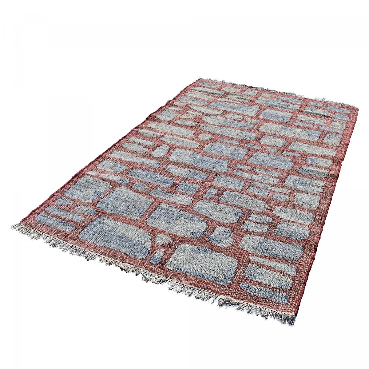 Tapis Kilim 200x290 cm Rectangulaire KL JUTAP Gris Salon Tissé à la Main Jute