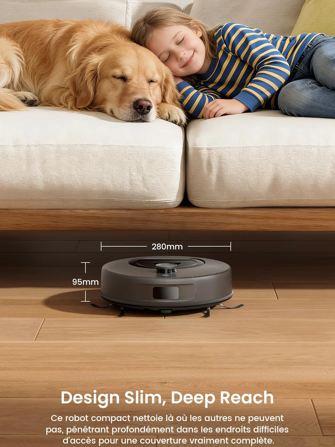Lefant M330 Plus Aspirateur Robot Laveur 3en1, 5000Pa, 150Min, Système Freemove 3.0, Anti-emmêlement, Navigation LiDAR Précise, Zone Interdite Intelligente, 3 Niveaux d'Aspiration, APP/Alexa, Gris