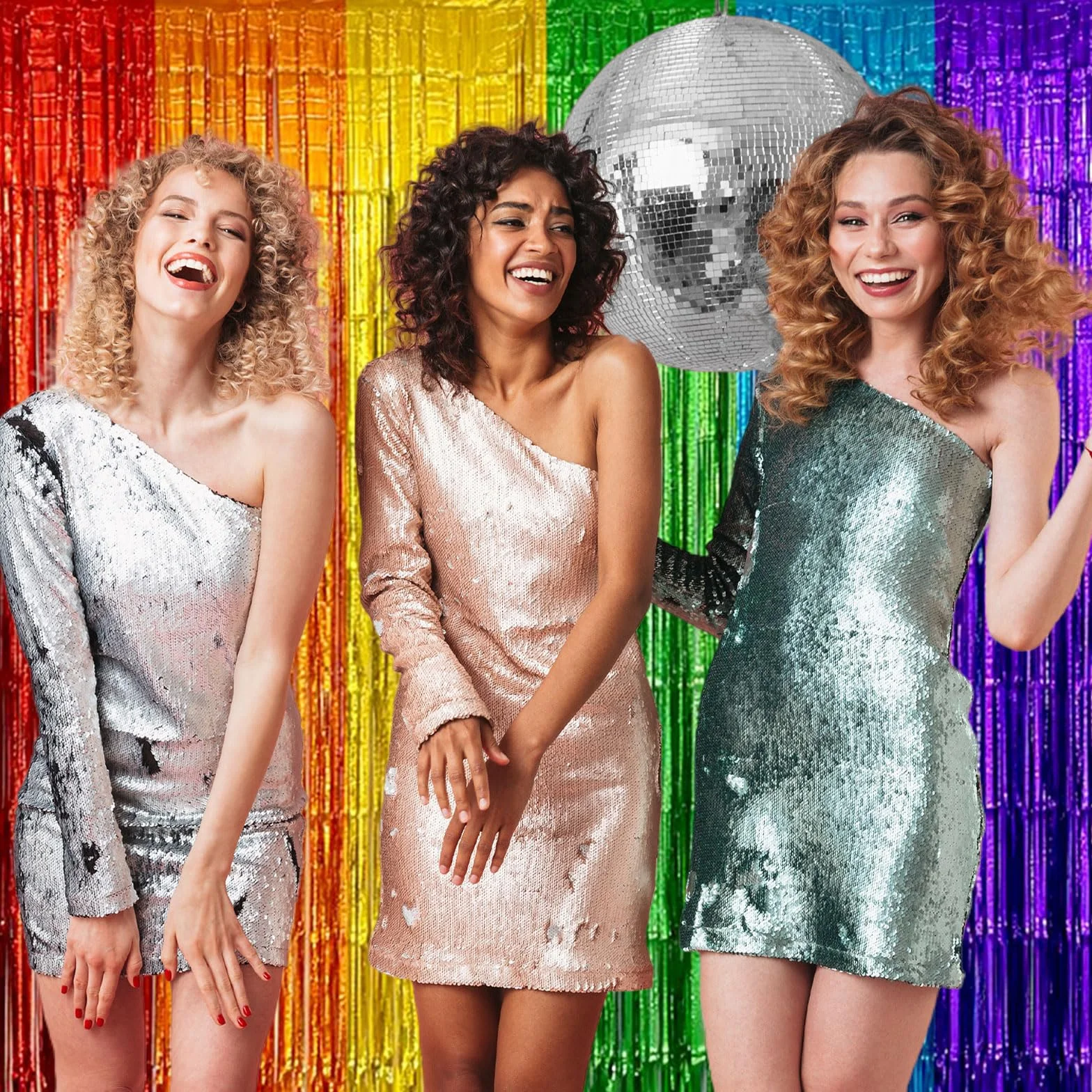 Rideau Métallique Tinsel Arc-en-Ciel, Rideau à Franges Brillant Auto-Adhésif, Décoration Porte Mur Table pour Fête Anniversaire Mariage