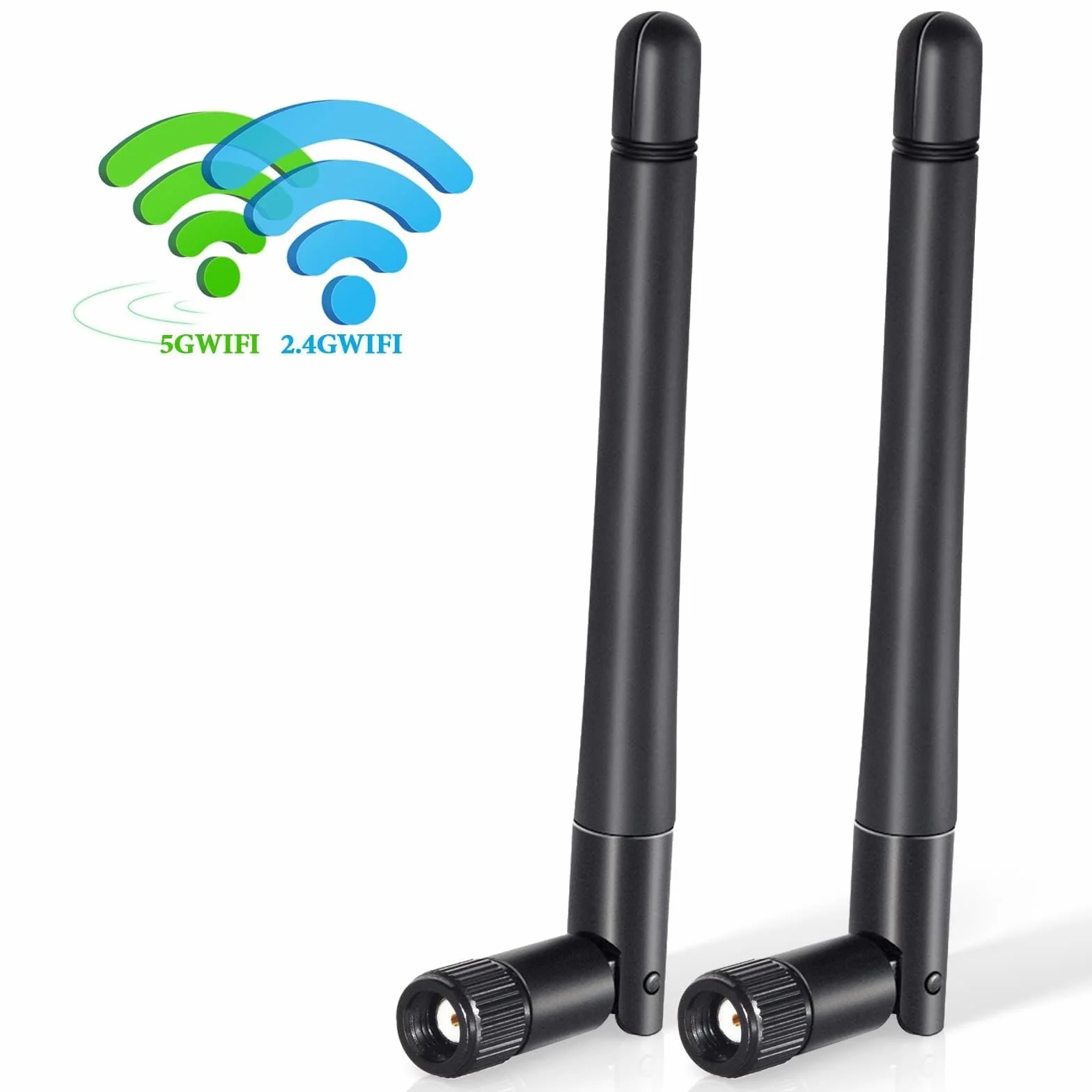 Bingfu Dwuzakresowa antena WiFi 2,4 GHz 5 GHz 5,8 GHz 3dBi MIMO RP-SMA Męska wielokierunkowa do kamery bezpieczeństwa IP Kamera cofania FPV Router WiFi karta PCIE sieć bezprzewodowa, 2 pakiety