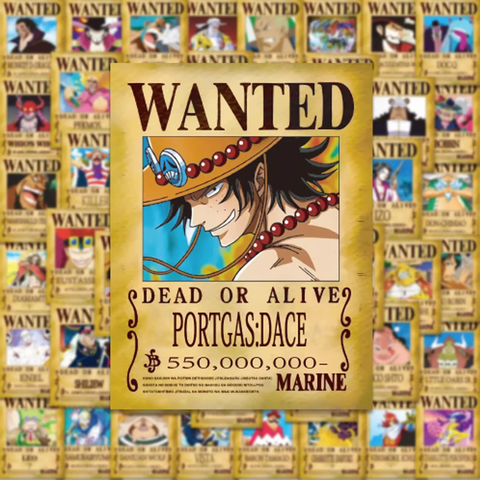 Lot de 50 Affiches Wanted One Piece - Poster Manga Anime Papier Kraft Luffy Zoro Sanji Ace Nami - Décoration Murale Cadeau Fan