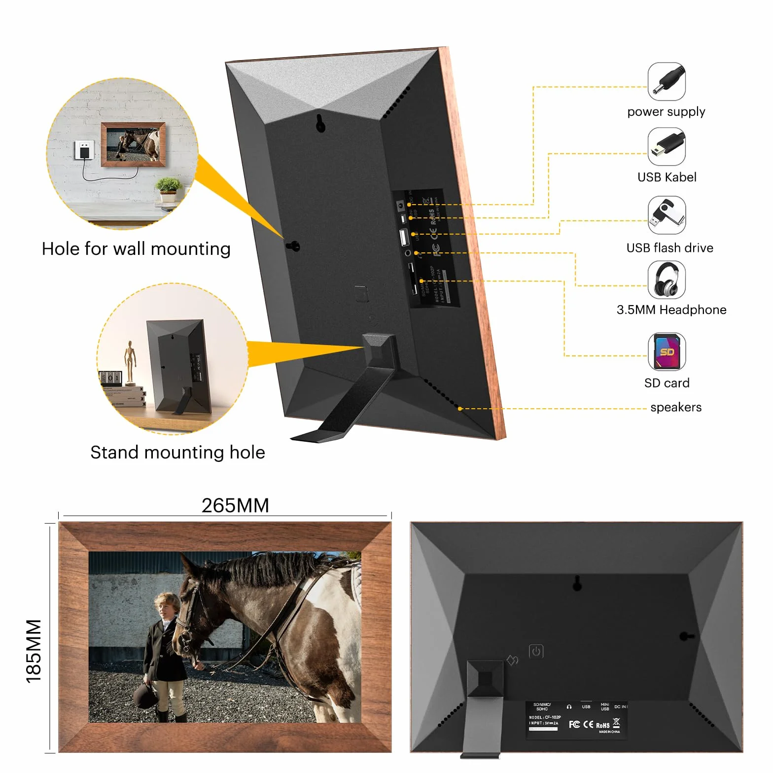 KODAK Cyfrowa ramka na zdjęcia Wi-Fi 10,1", ekran dotykowy HD IPS, elektroniczna ramka na zdjęcia z pamięcią 32 GB, automatyczne obracanie zdjęć, udostępnianie zdjęć lub filmów w dowolnym miejscu za