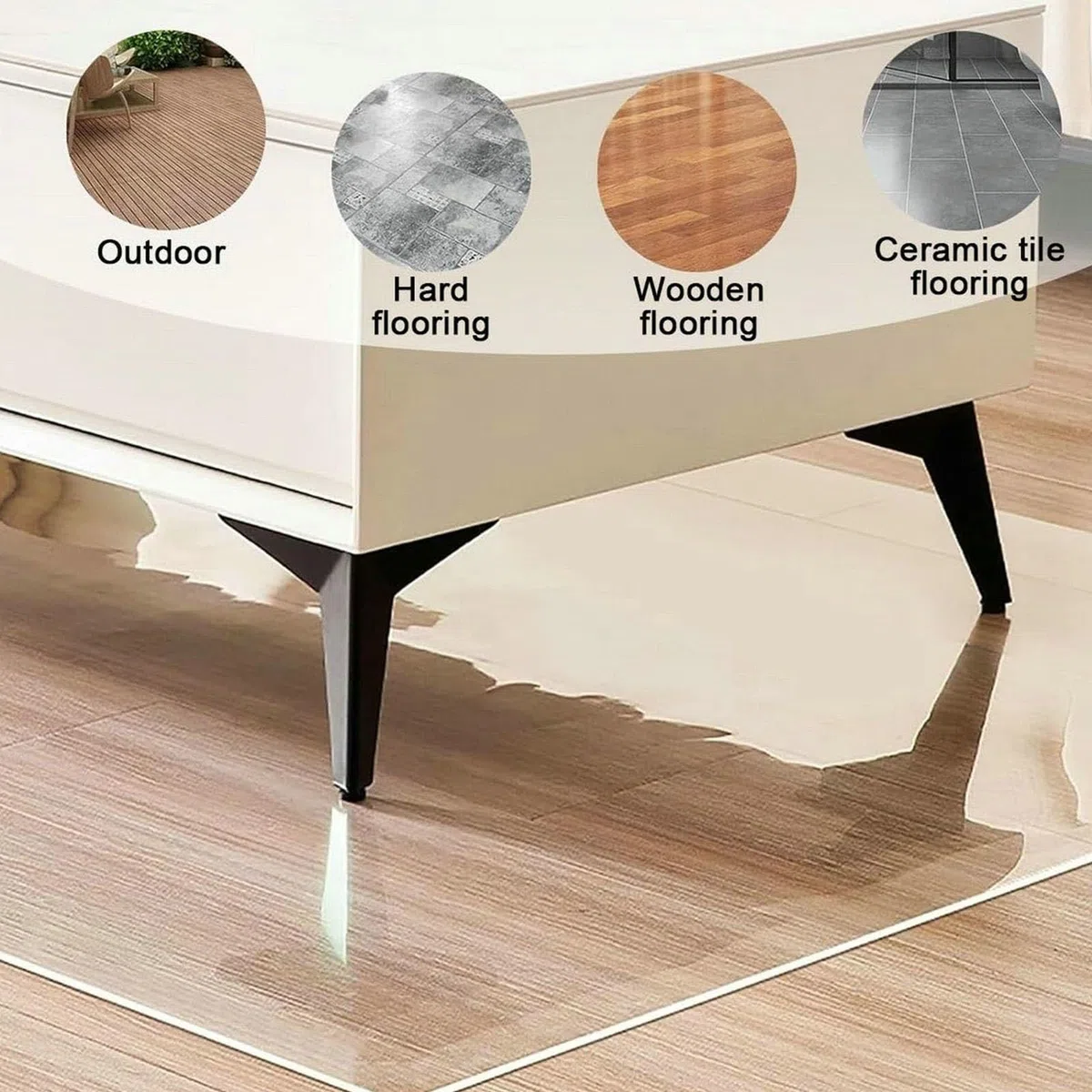 Tapis de protection de sol transparent en PVC de 2 mm antidérapant et résistant aux rayures pour la maison et le bureau, idéal pour les planchers en bois et les bureaux d'étude