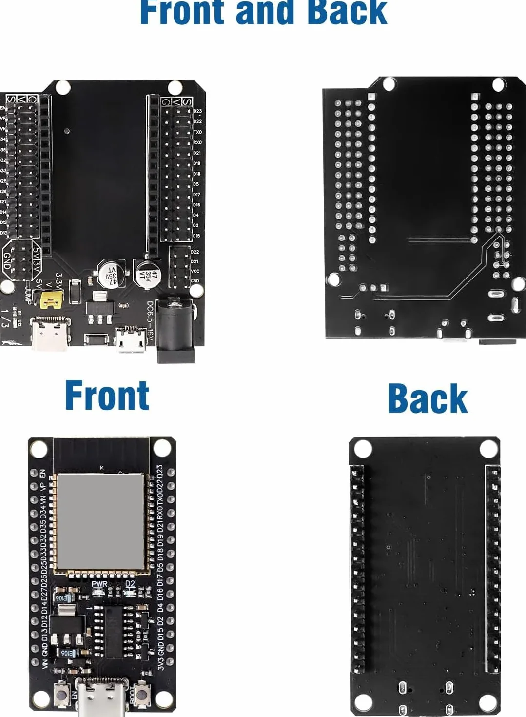 Binghe ESP-32-WROOM-32 Carte de développement CH340 Type C WiFi Bluetooth 2,4 GHz Compatible Arduino 2 pièces
