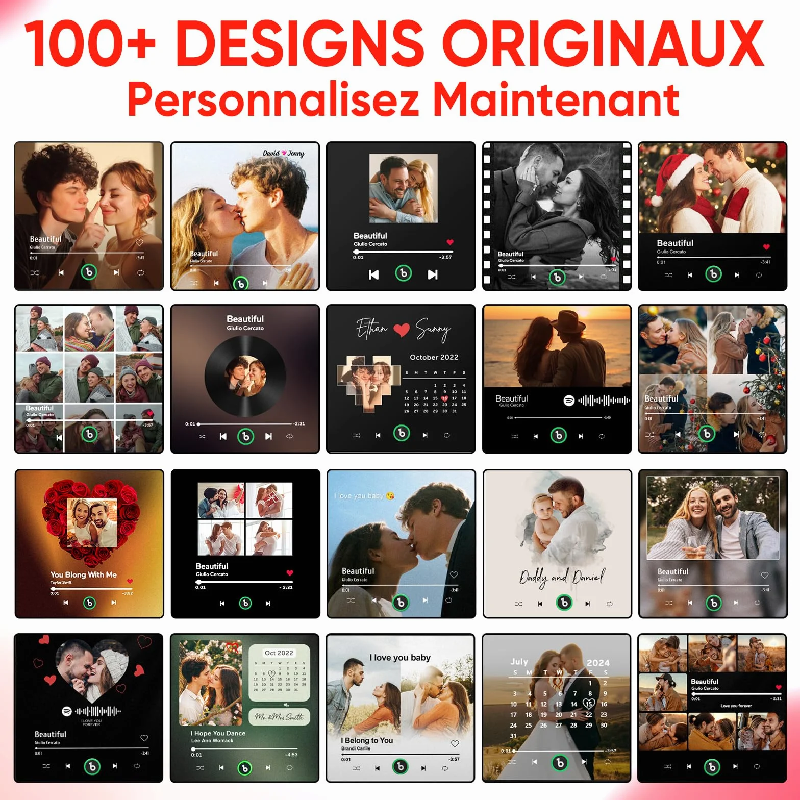 Aimant Frigo Musical Personnalisé Photo - Cadeau Homme Femme - Aimant Musique Rétro Spotify Magnet