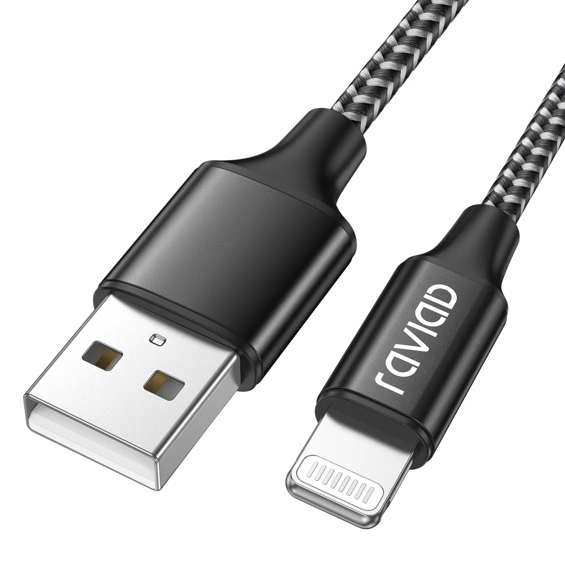 RAVIAD Câble iPhone Chargeur 1M MFi Certifié Lightning Nylon Tressé Résistant Charge Rapide pour iPhone 13 12 11 Pro Max XR XS X 8 7 6s SE