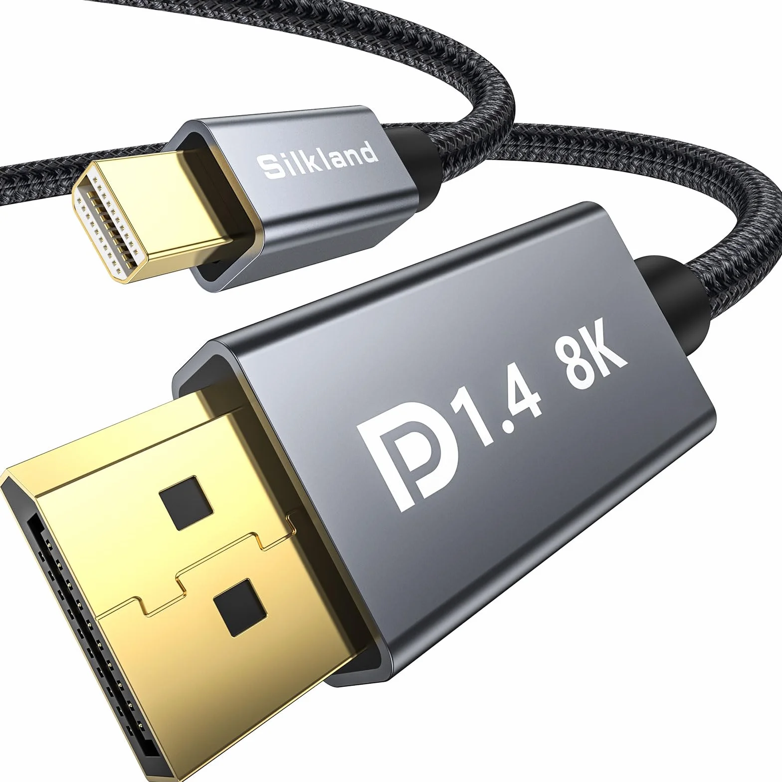 Silkland Kabel Mini DP do DP 1.4 2M 8K@60Hz 4K@144Hz, Kabel Thunderbolt 2 z HDR HBR3 DSC1.2 G-Sync FreeSync HDCP2.2, Mini Displayport do Displayport do laptopa MacBook iMac Monitor Karta graficzna PC