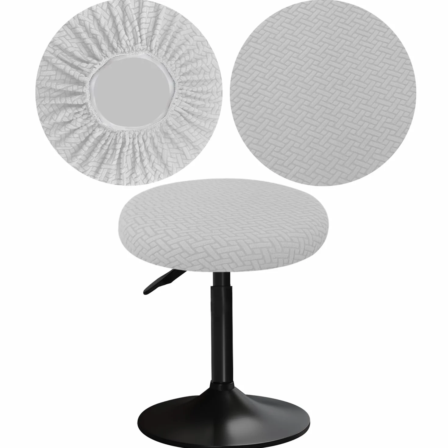 Housse Tabouret Rond 30-40cm Lavable Anti Poussière Gris Clair
