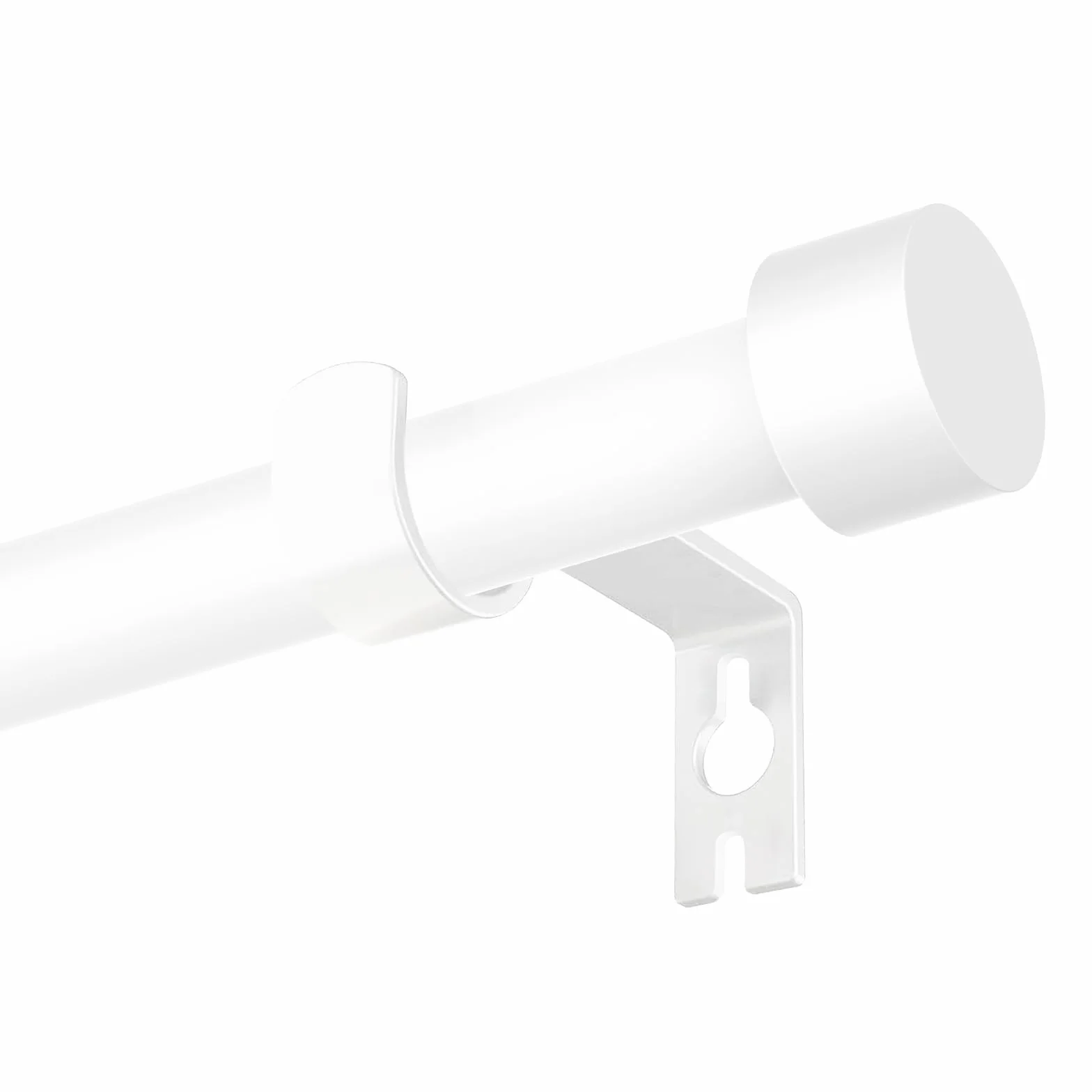 Barre à Rideaux Extensible Blanc 63-183cm 16mm avec Embouts Simples et Supports