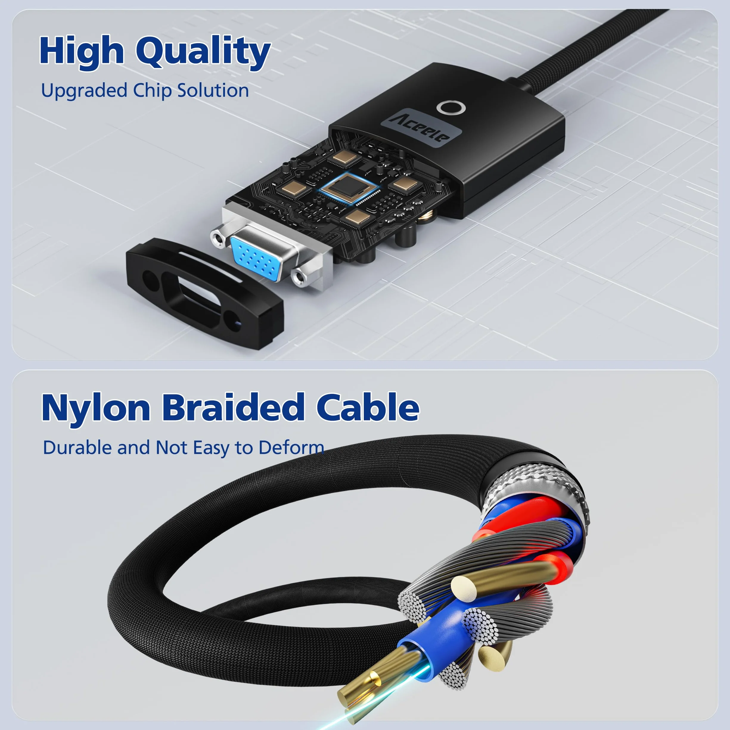 Aceele Adaptateur HDMI vers VGA Full HD mâle vers femelle