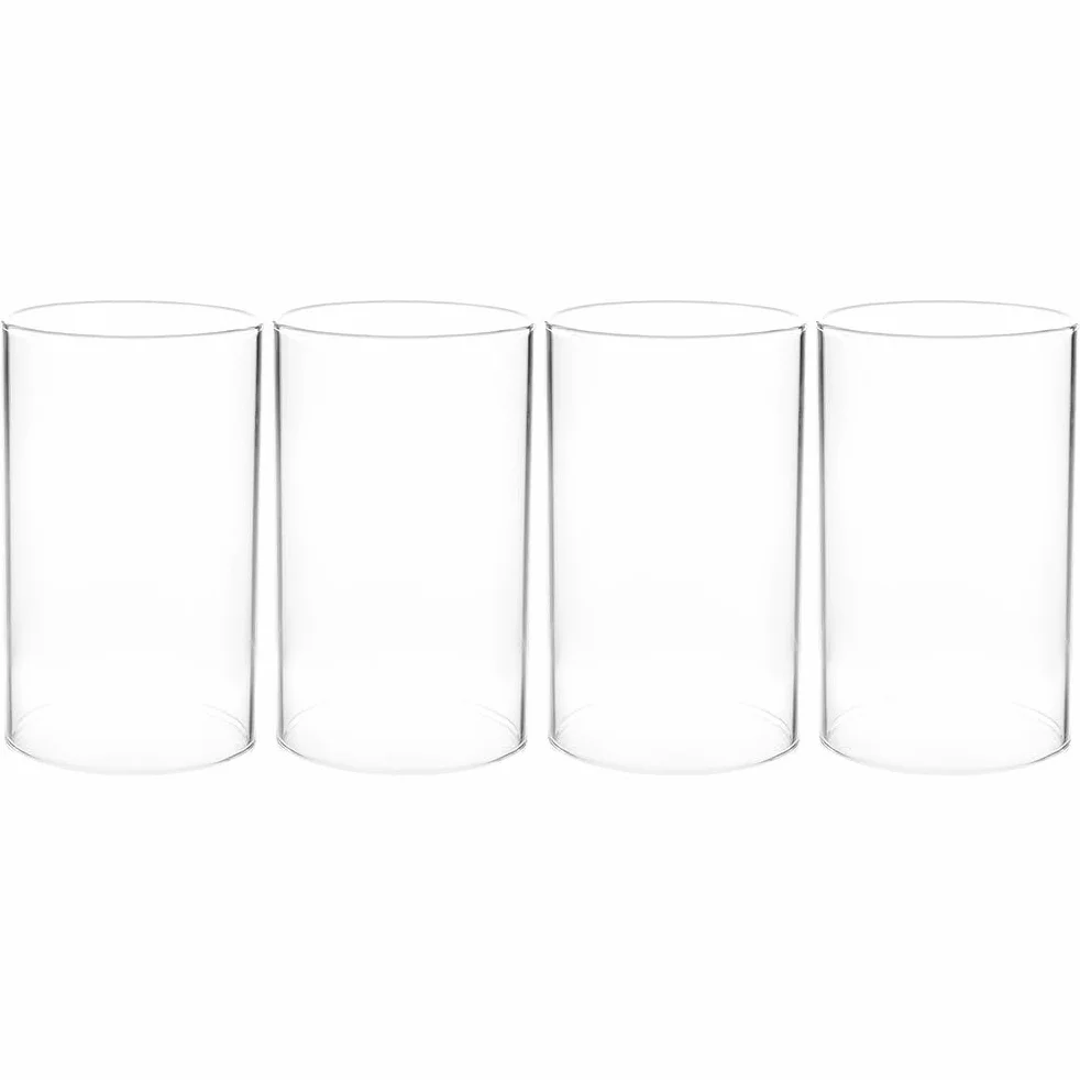 BESPORTBLE Lot de 4 cylindres en Verre photophores - Verre de Rechange - Cylindre Transparent - sans Sol - pour la Maison, Le Salon, Les Mariages, Les fêtes, la décoration de Table - 15 x 7 cm